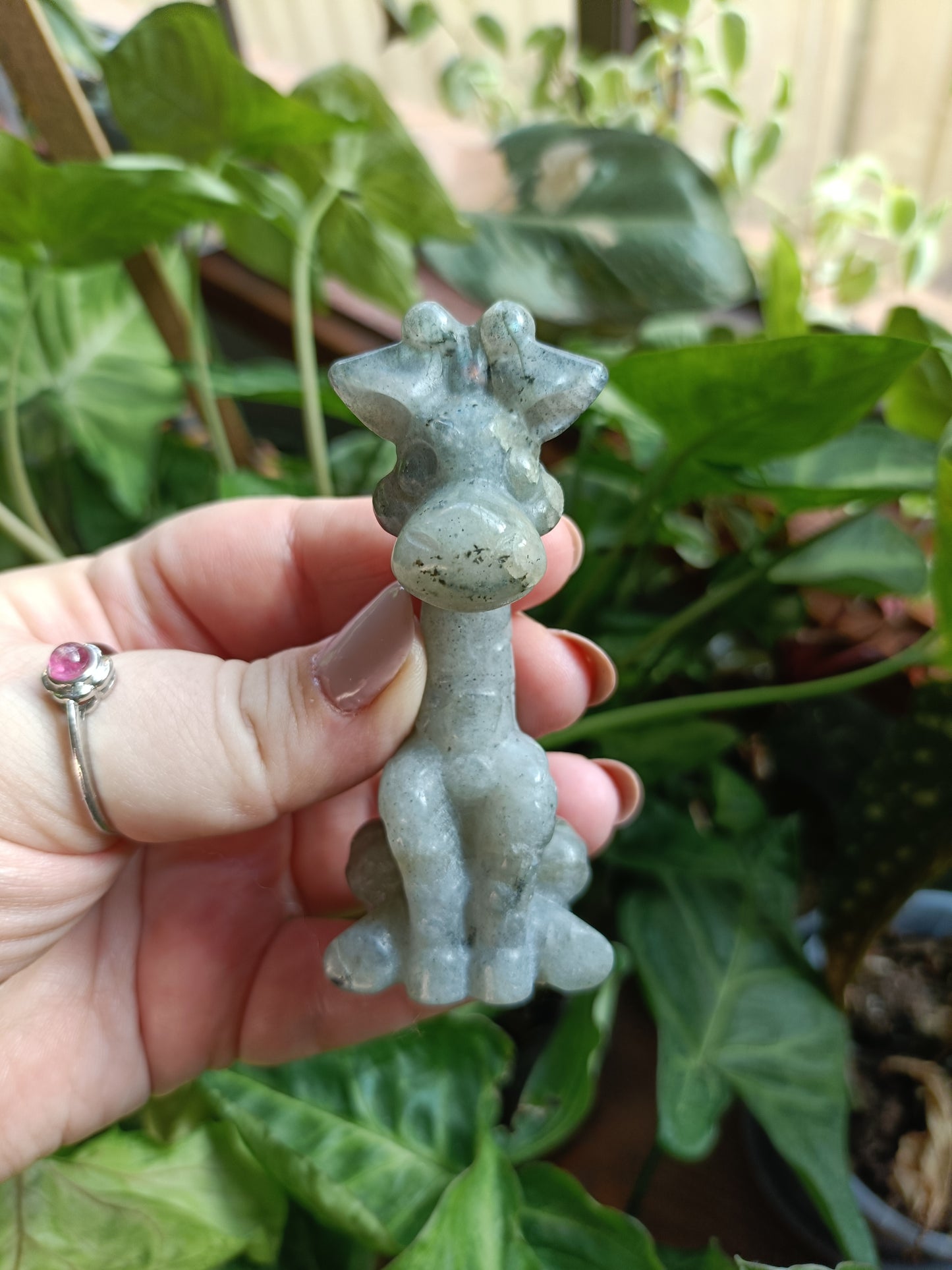 Labradorite Sitting Giraffe Carving - 85-95g