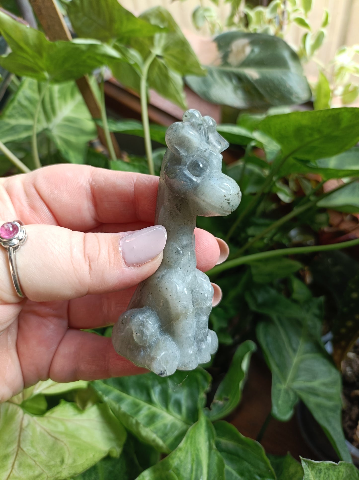 Labradorite Sitting Giraffe Carving - 85-95g