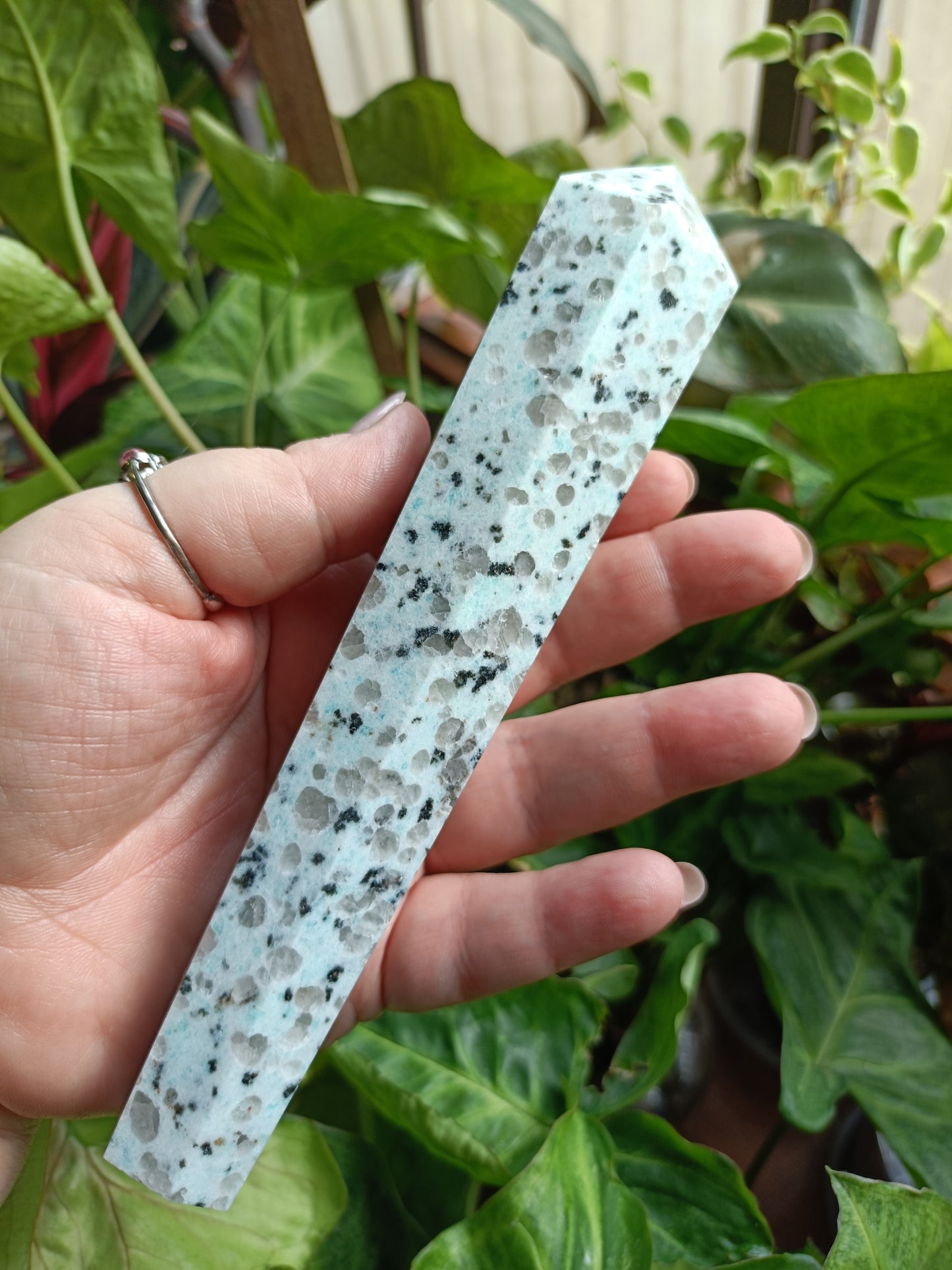 Kiwi Jasper Wand + Metal Stand - 280-340g