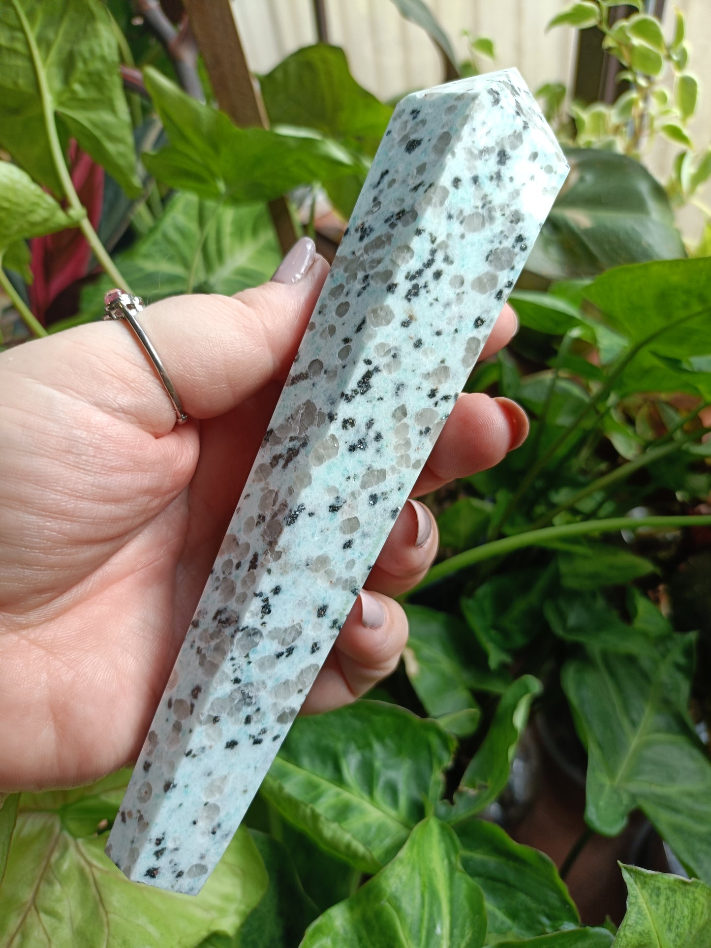 Kiwi Jasper Wand + Metal Stand - 280-340g
