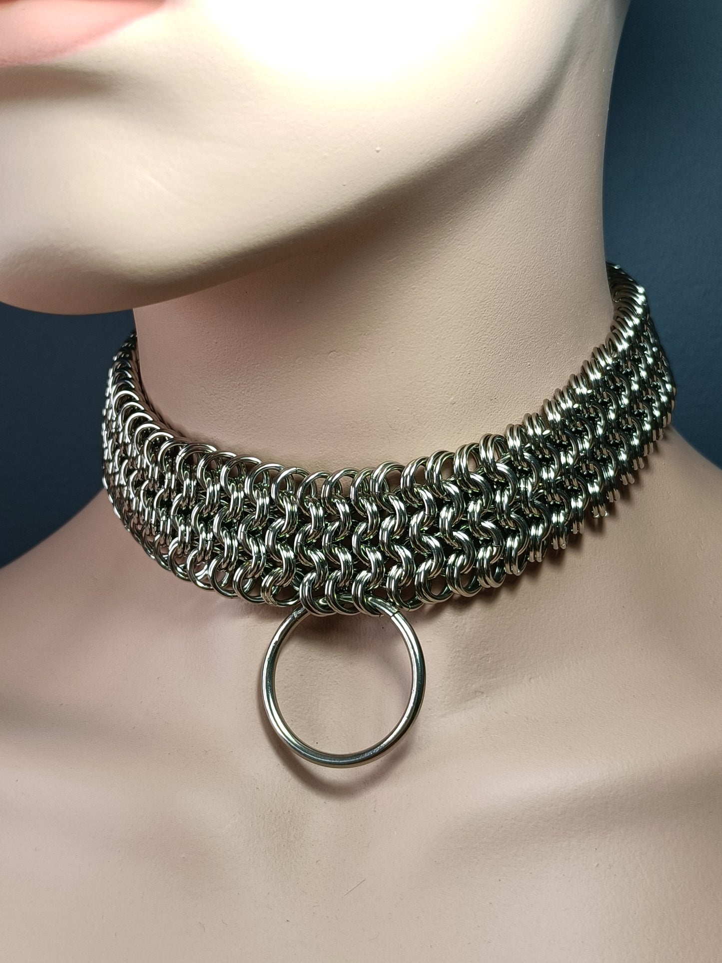 Heavy Stainless Steel Kinged European 4-1 Slave Collar - Stainless Steel