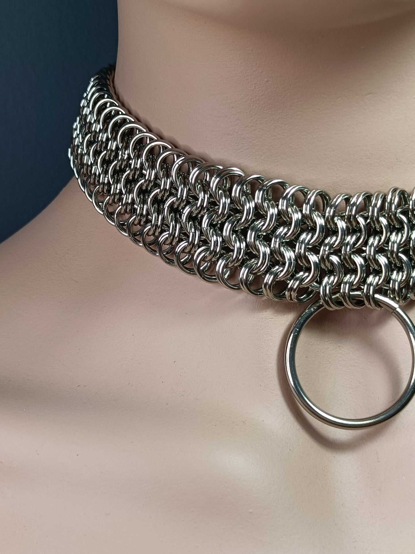 Heavy Stainless Steel Kinged European 4-1 Slave Collar - Stainless Steel