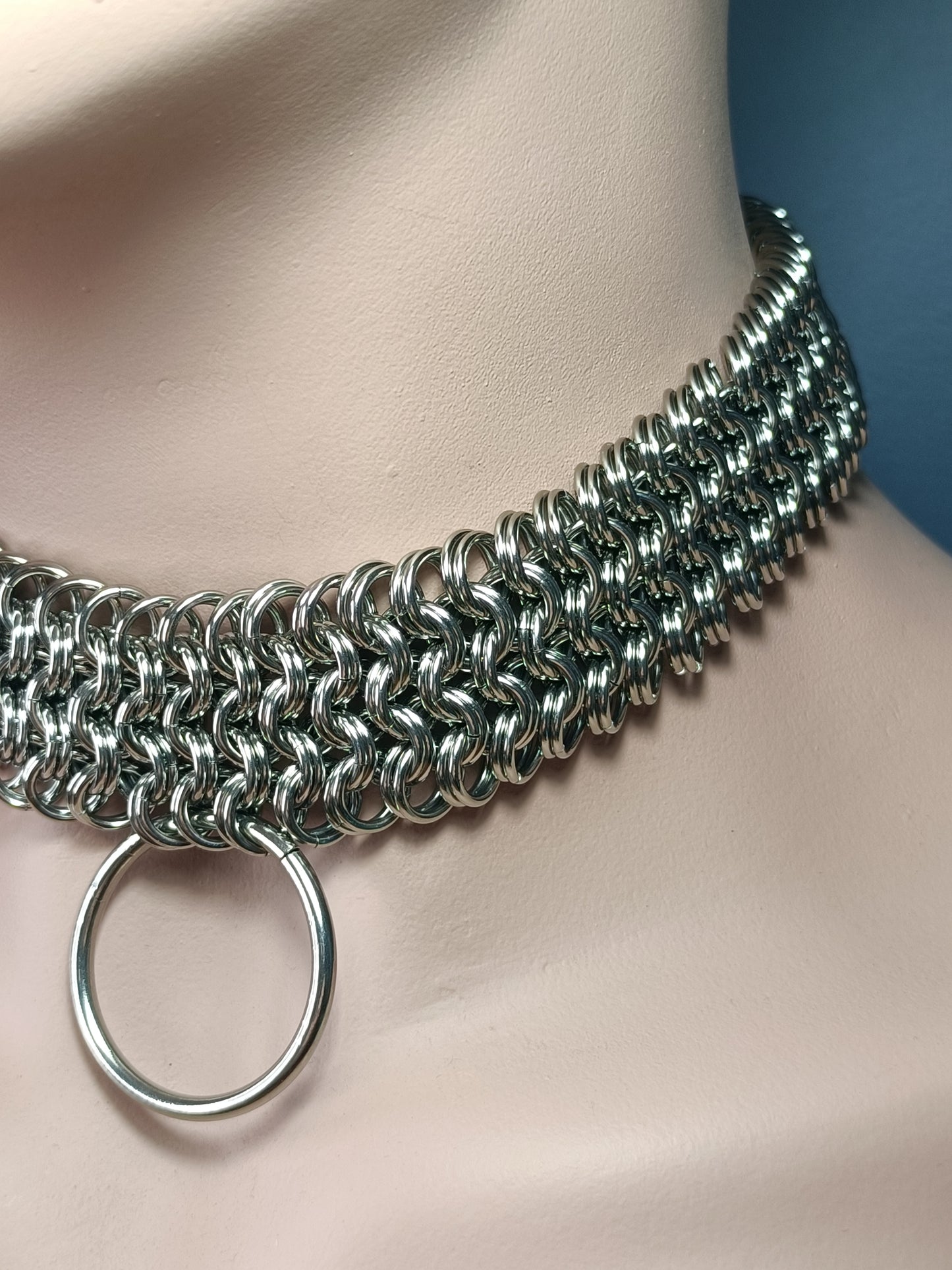 Heavy Stainless Steel Kinged European 4-1 Slave Collar - Stainless Steel