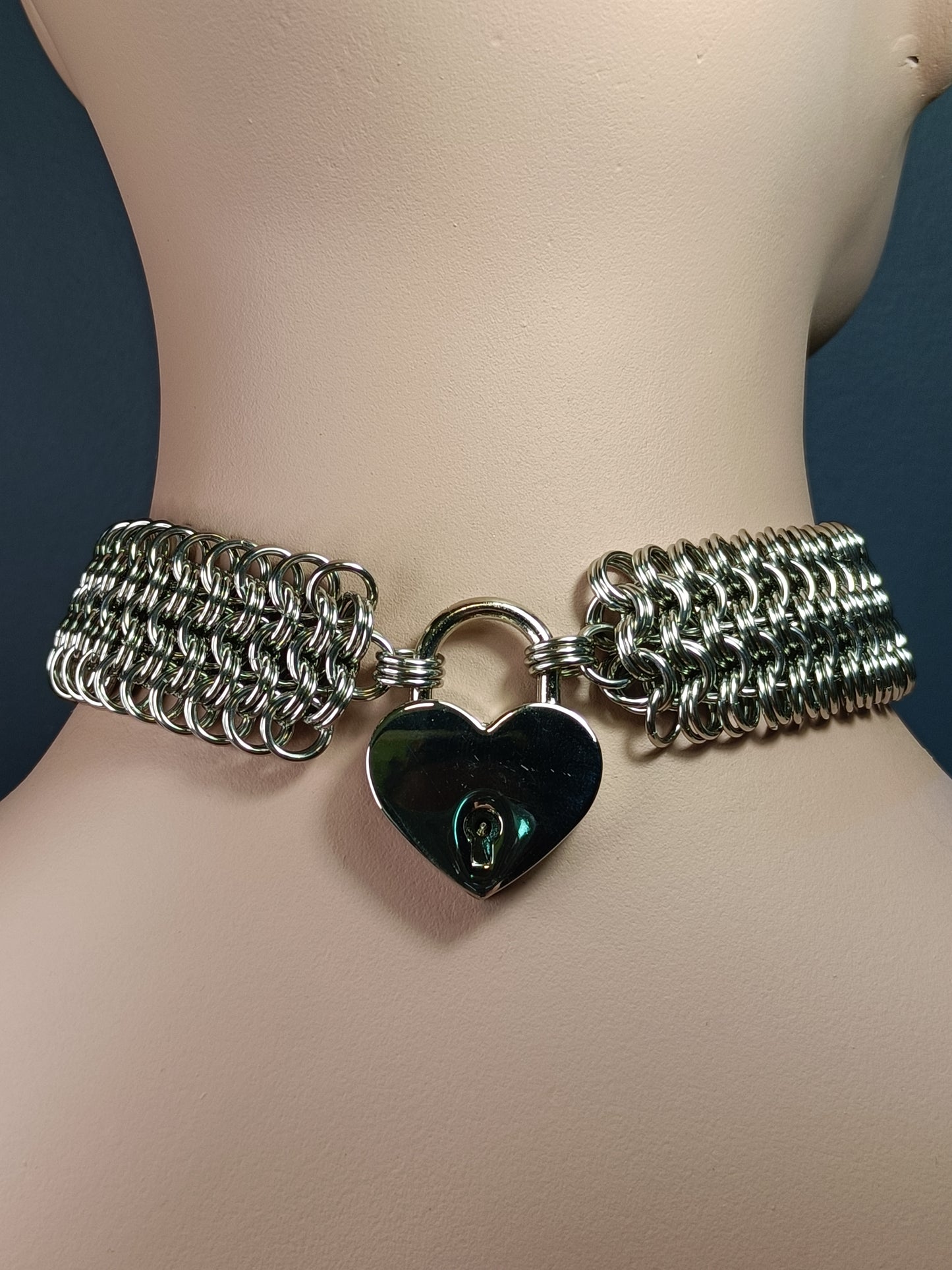 Heavy Stainless Steel Kinged European 4-1 Slave Collar - Stainless Steel