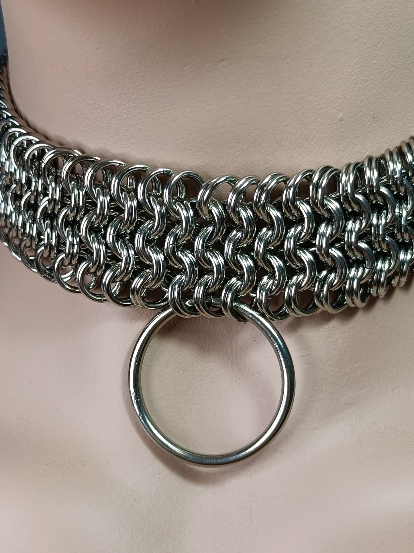 Heavy Stainless Steel Kinged European 4-1 Slave Collar - Stainless Steel