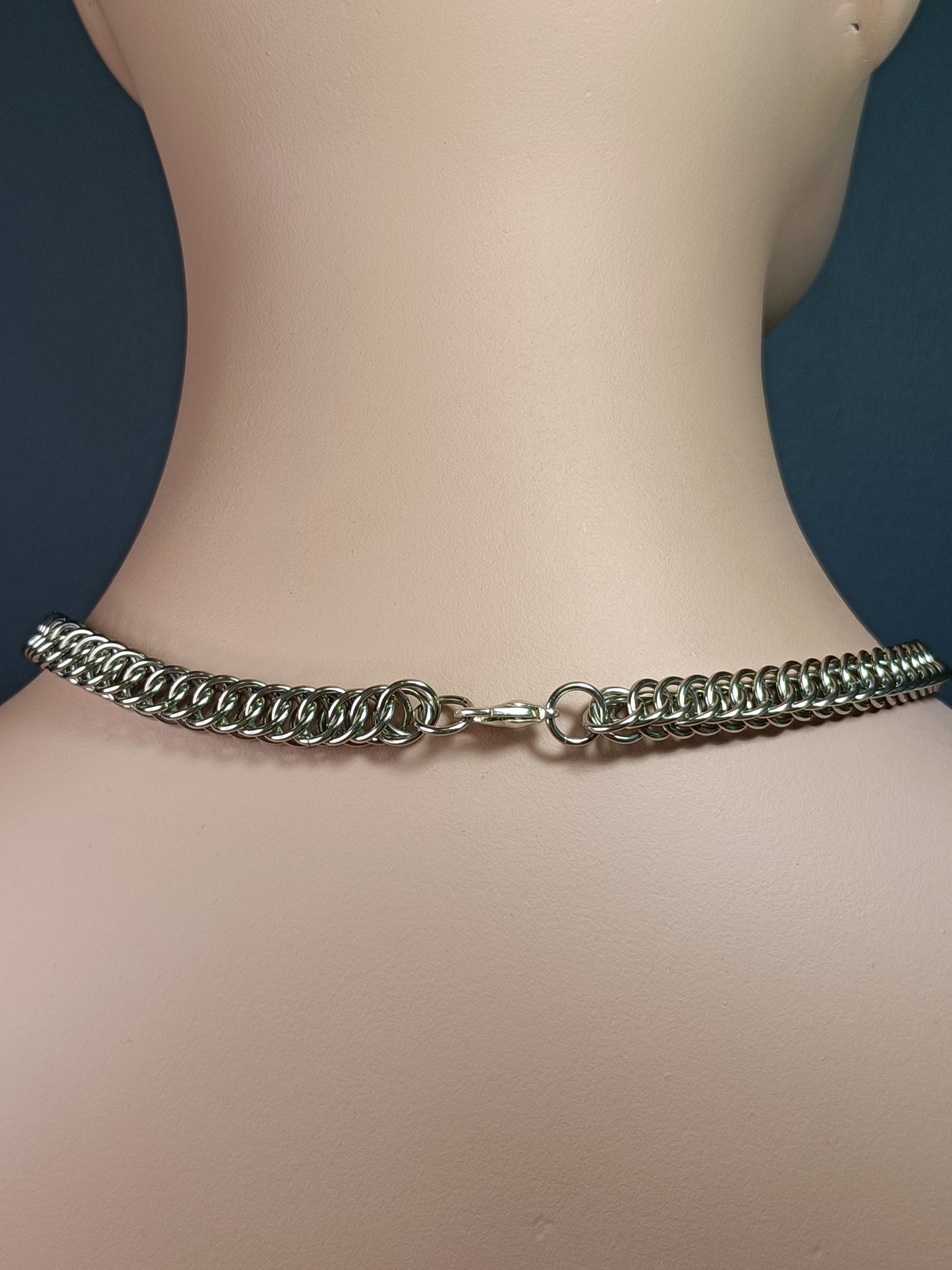 HP 4-1 Chainmail Necklace with Amethyst Beaded Dangles - Stainless Steel