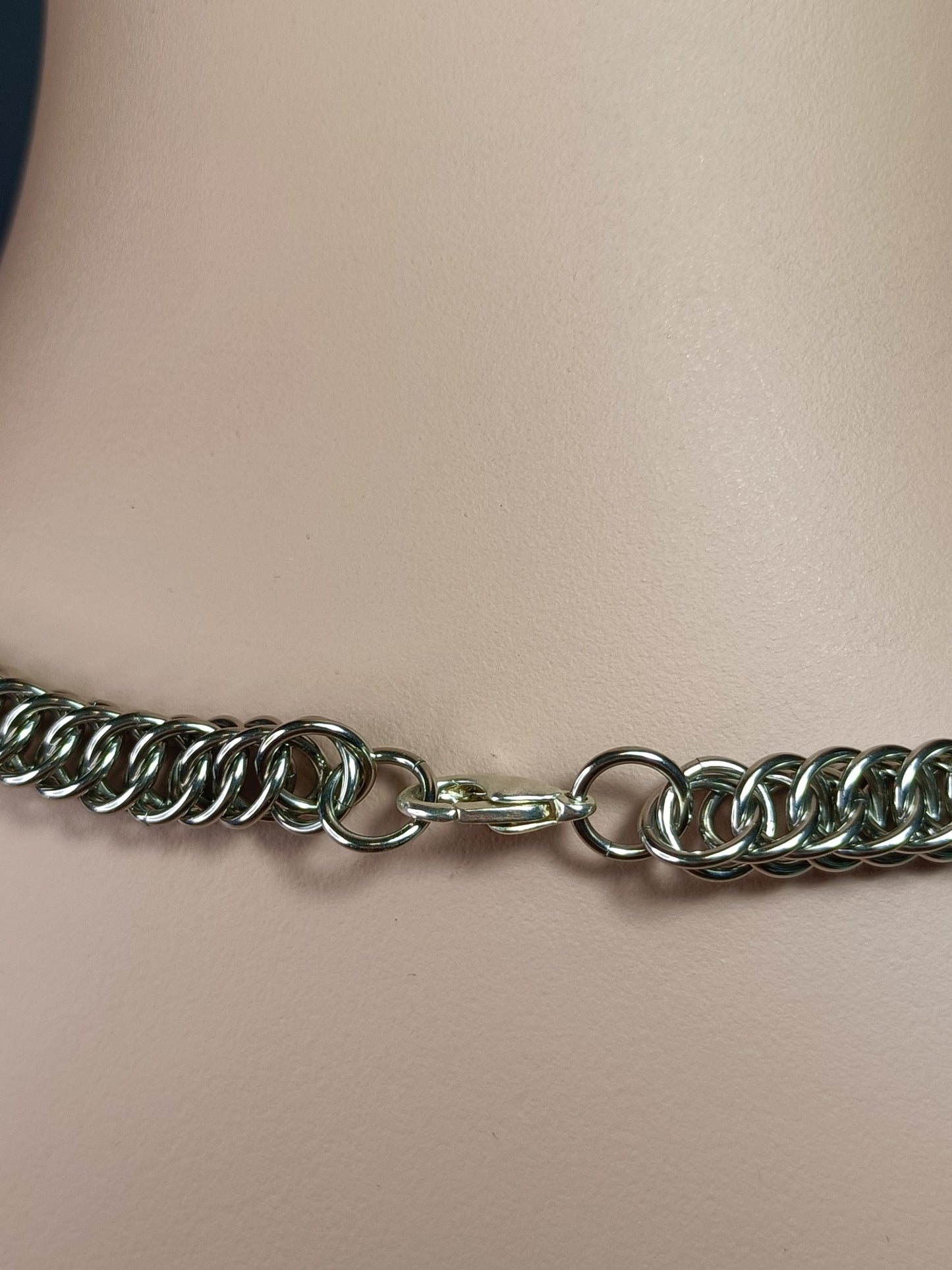 HP 4-1 Chainmail Necklace with Amethyst Beaded Dangles - Stainless Steel