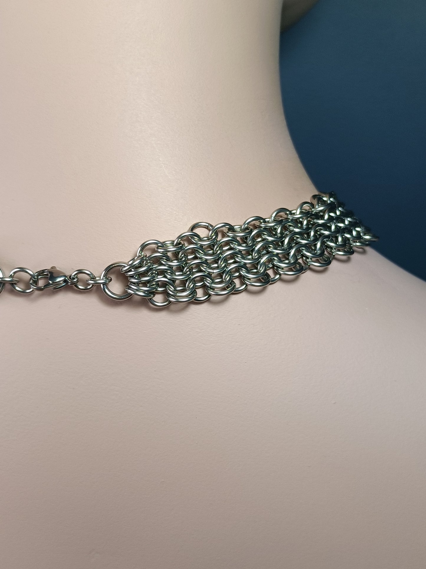 European 4-1 Chainmail Necklace with O Ring - Stainless Steel