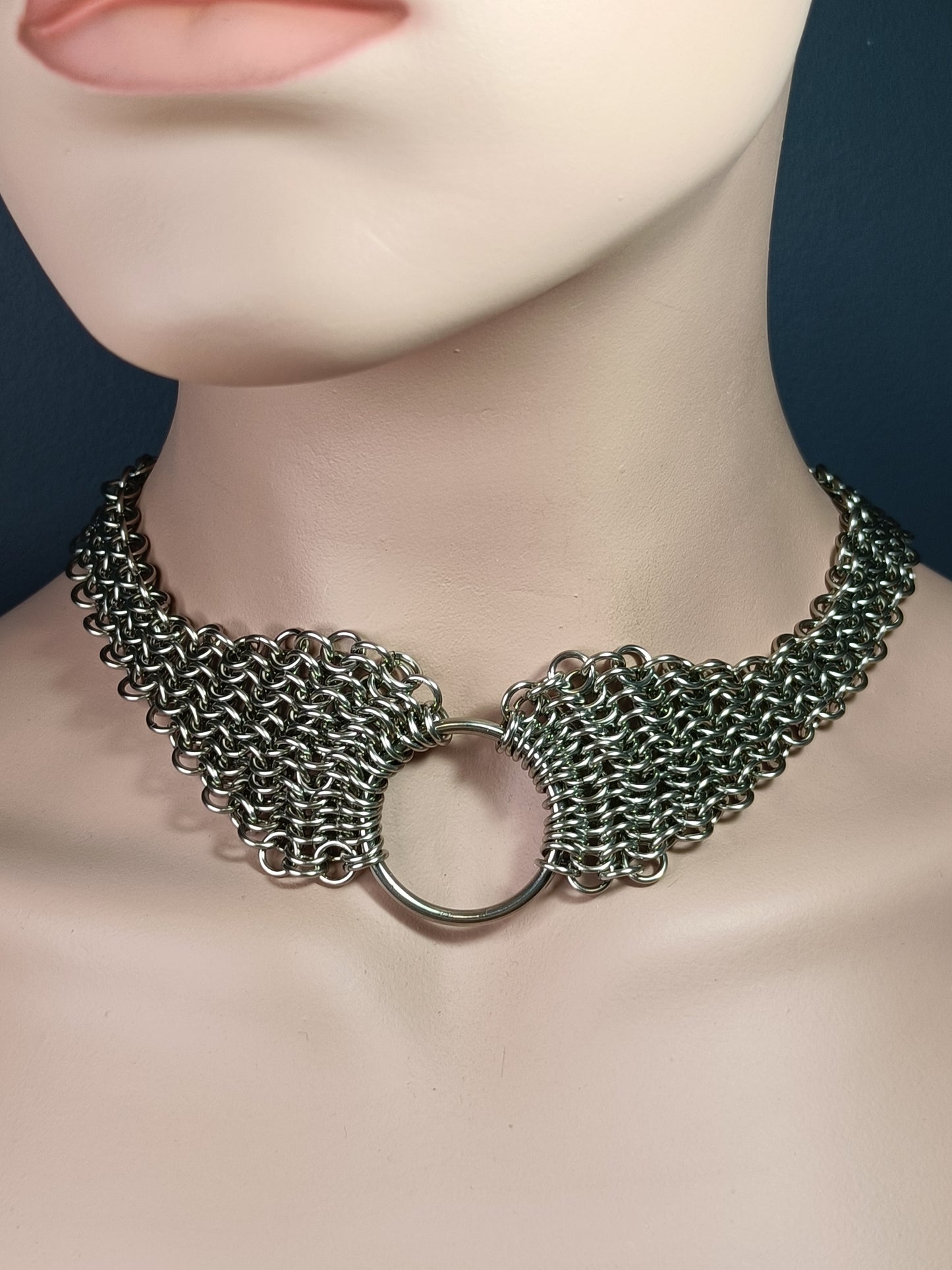 European 4-1 Chainmail Necklace with O Ring - Stainless Steel