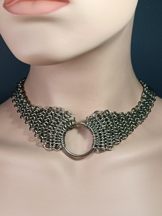European 4-1 Chainmail Necklace with O Ring - Stainless Steel