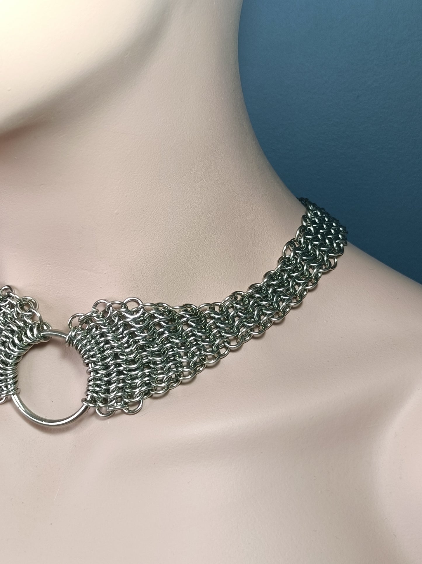 European 4-1 Chainmail Necklace with O Ring - Stainless Steel