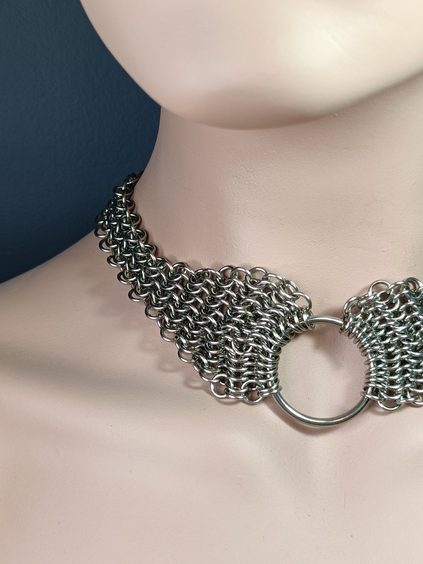 European 4-1 Chainmail Necklace with O Ring - Stainless Steel