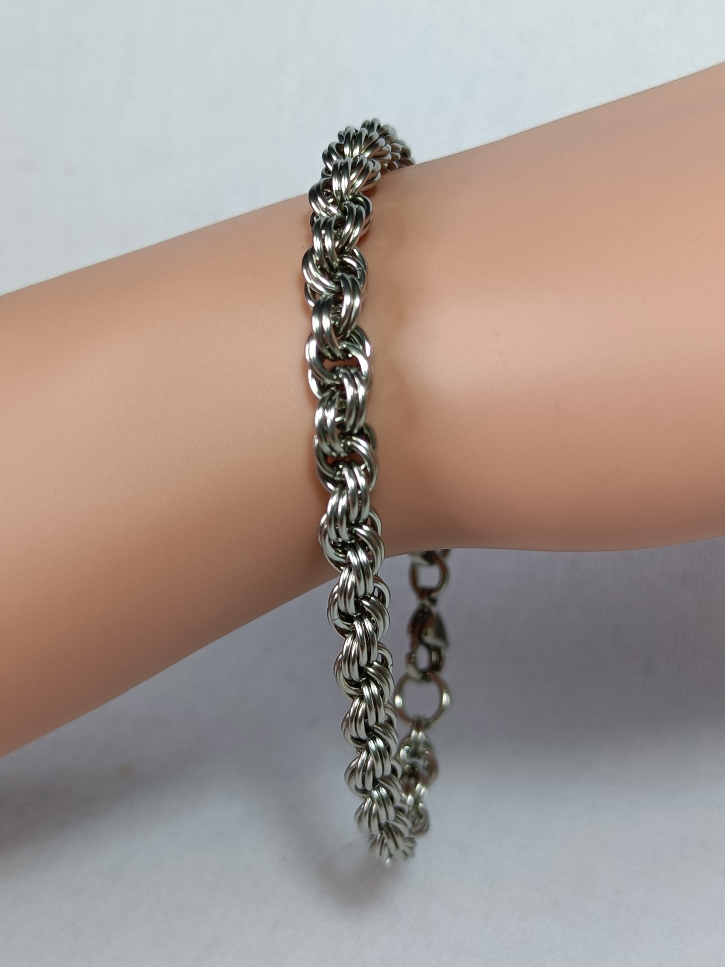 20ga Double Spiral Chainmail Bracelet - Stainless Steel
