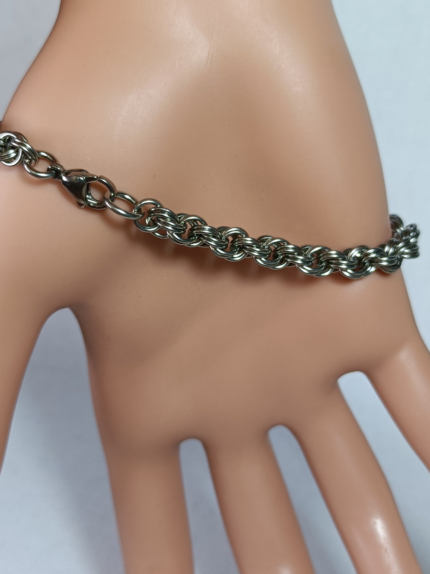 20ga Double Spiral Chainmail Bracelet - Stainless Steel