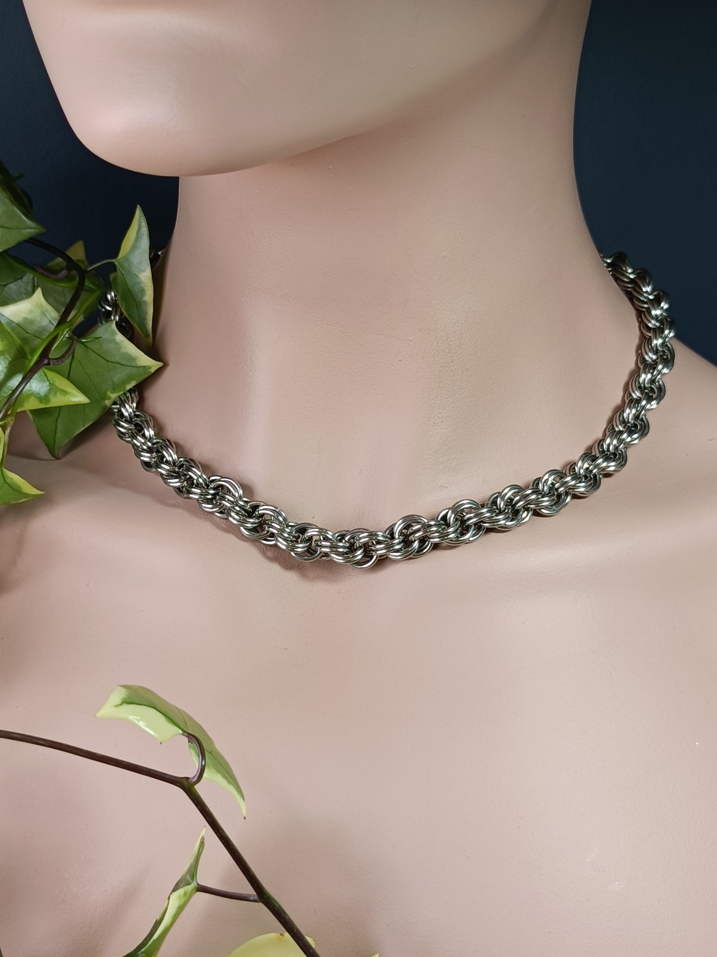 Double Spiral Chainmail Necklace - Stainless Steel