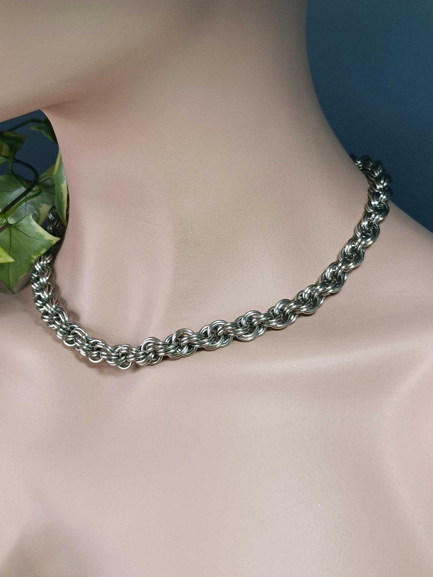 Double Spiral Chainmail Necklace - Stainless Steel