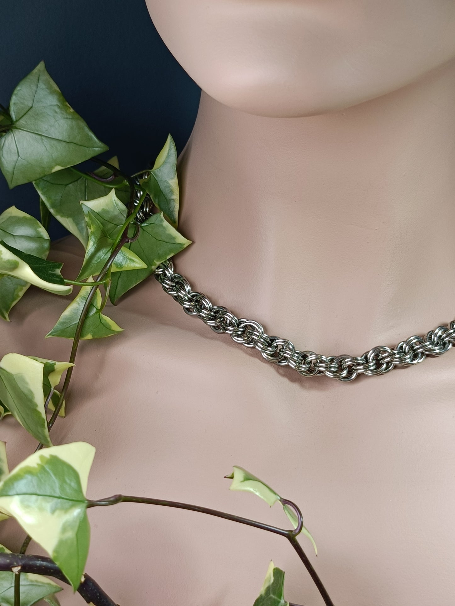 Double Spiral Chainmail Necklace - Stainless Steel