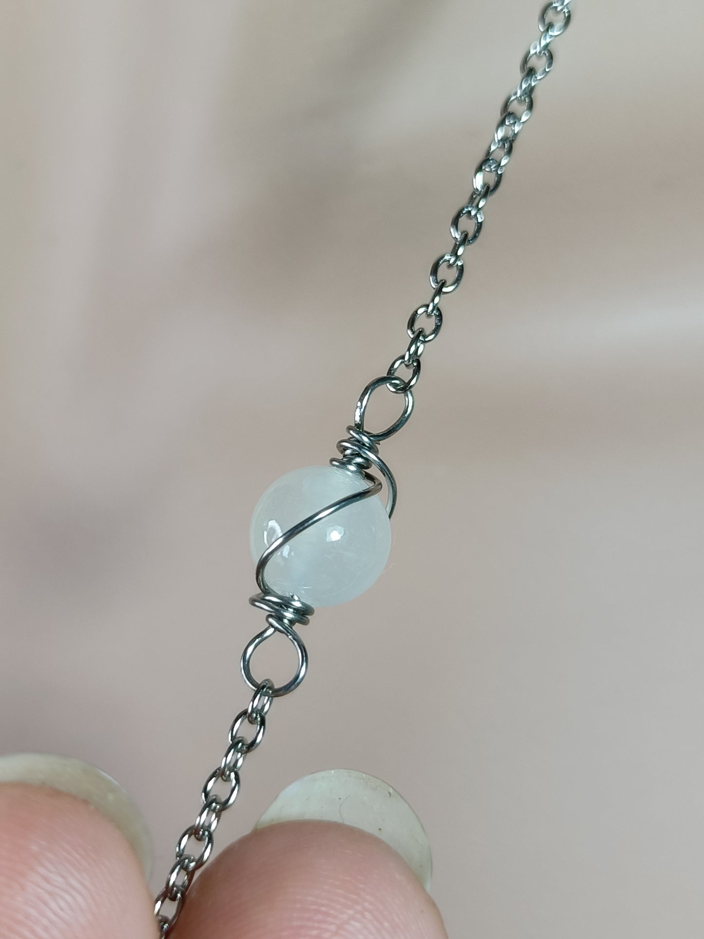 Selenite Dancing Rabbit Necklace - Stainless Steel
