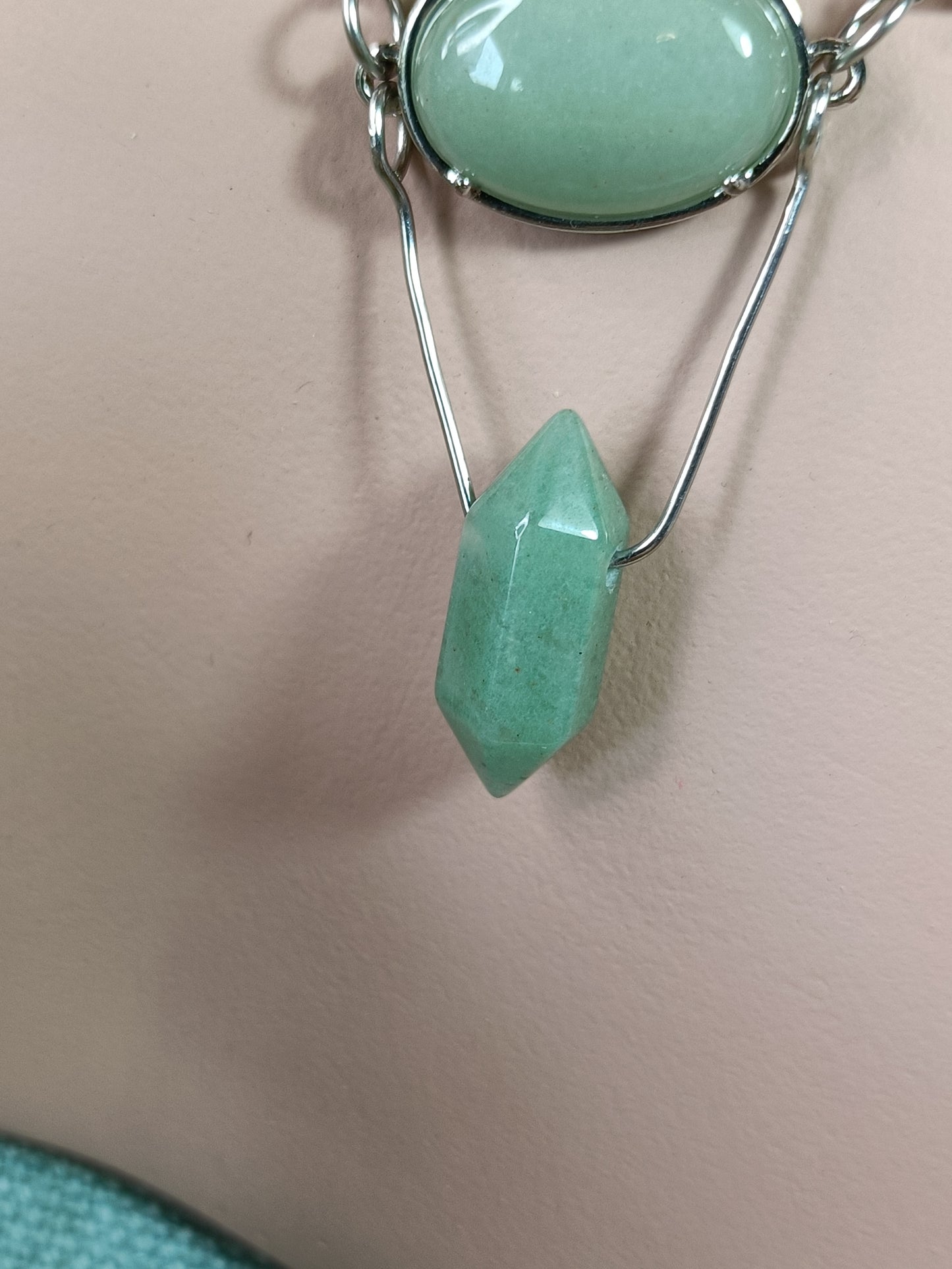 Green Adventurine Moon Necklace - Stainless Steel