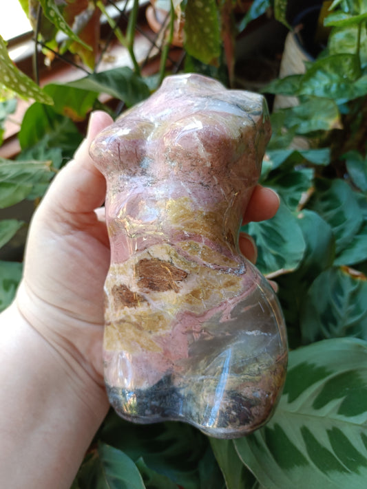 Rhodonite Crystal Goddess Body Carving - 1470g
