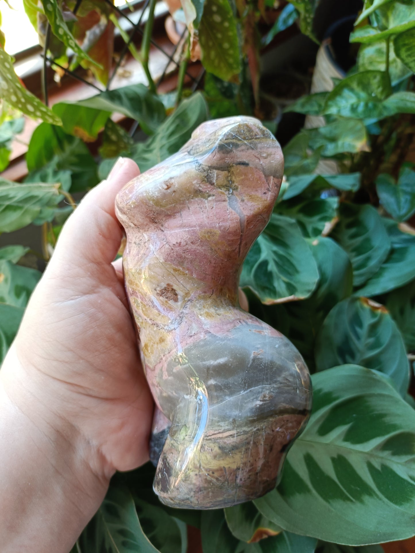 Rhodonite Crystal Goddess Body Carving - 1470g