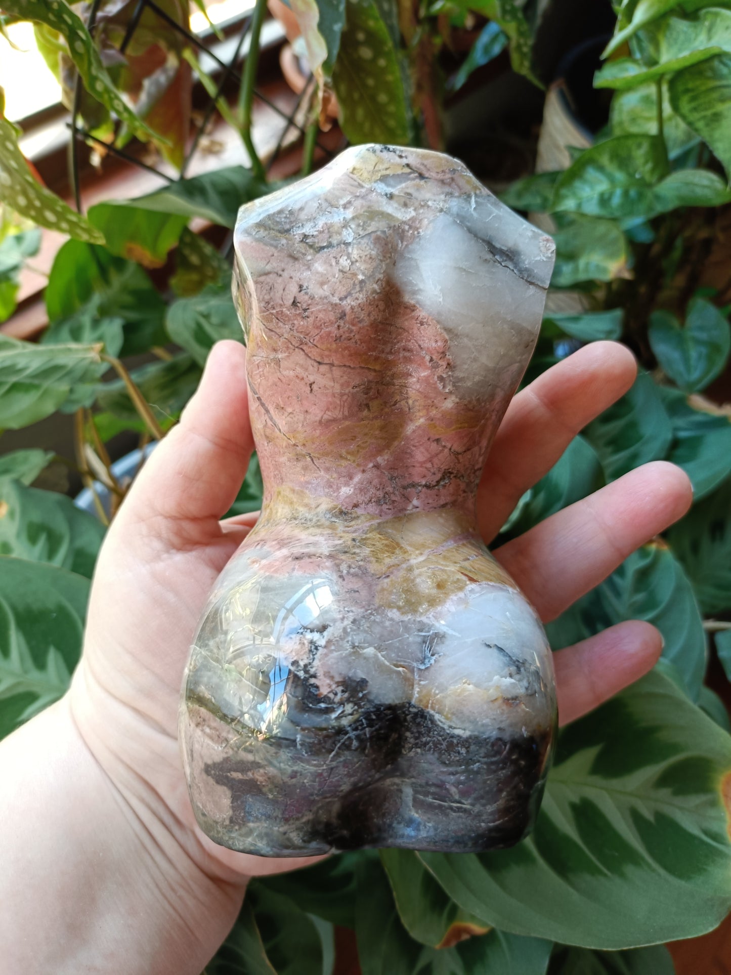 Rhodonite Crystal Goddess Body Carving - 1470g