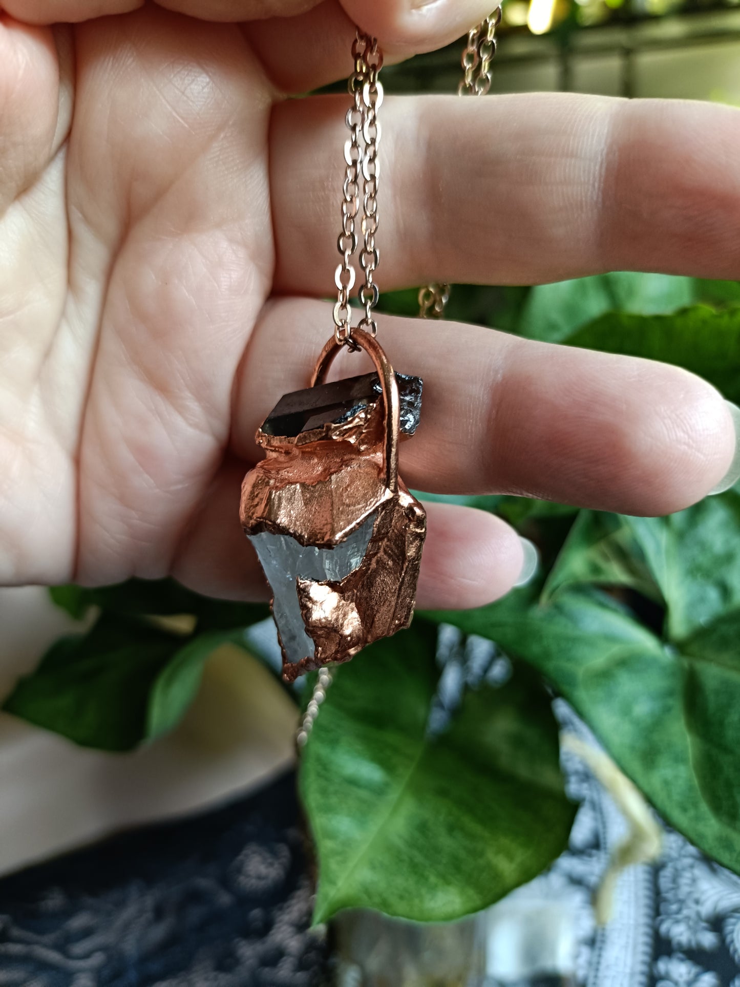 Handmade Australian Smokey Quartz and Clear Quartz Talisman Necklace