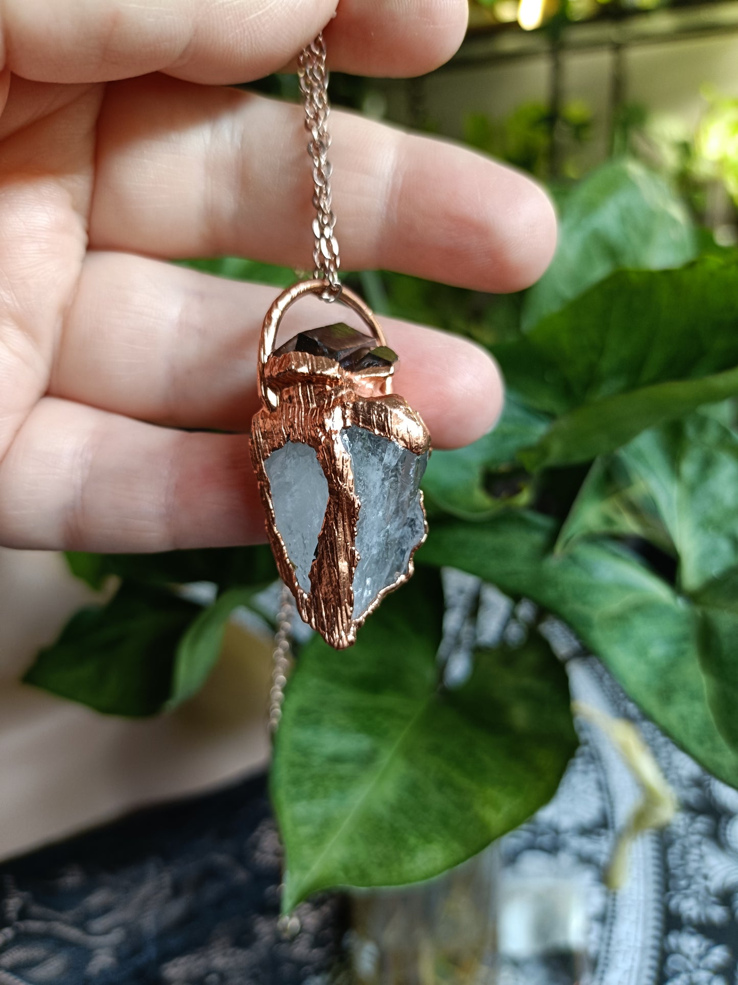 Handmade Australian Smokey Quartz and Clear Quartz Talisman Necklace