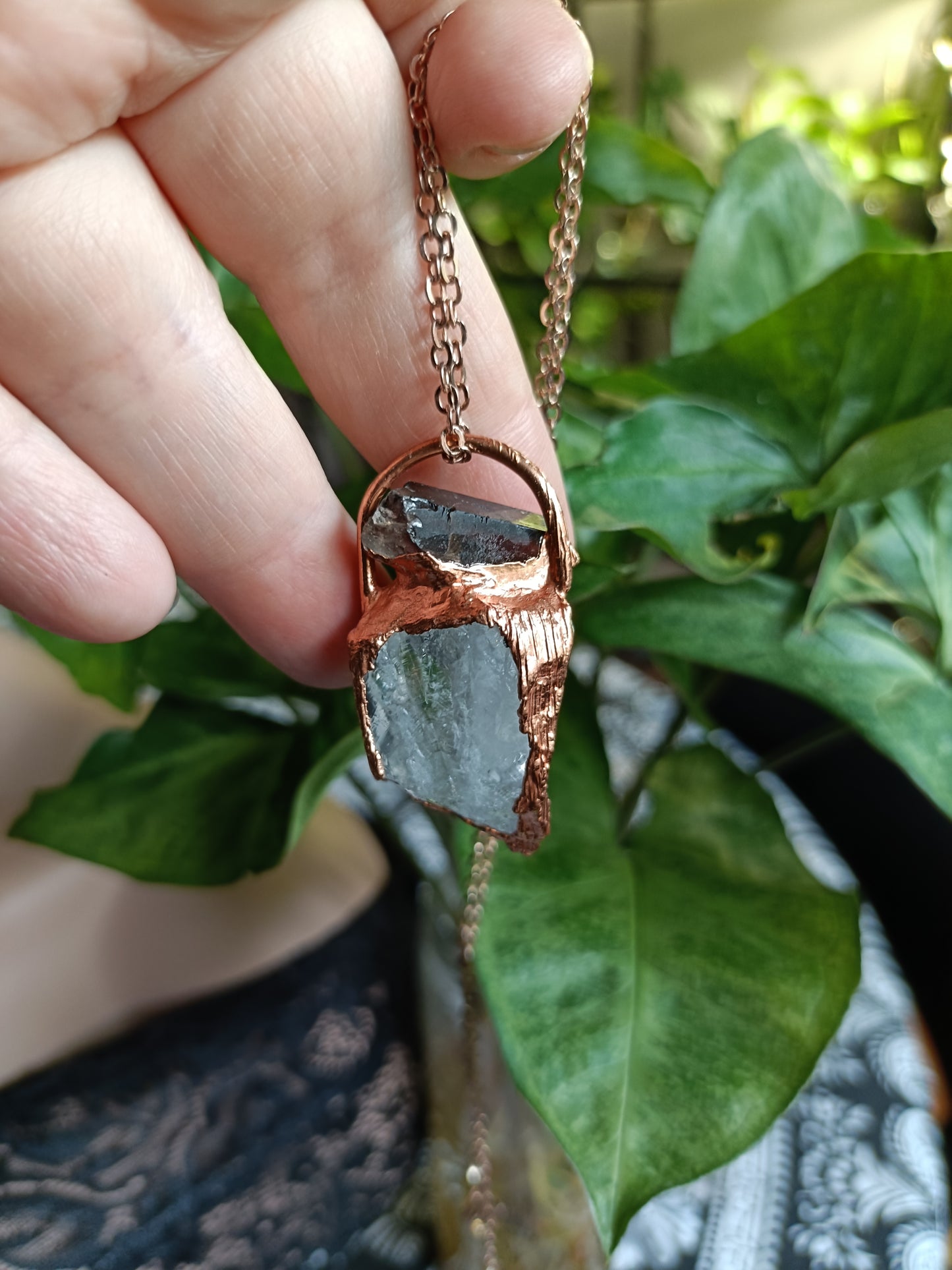 Handmade Australian Smokey Quartz and Clear Quartz Talisman Necklace