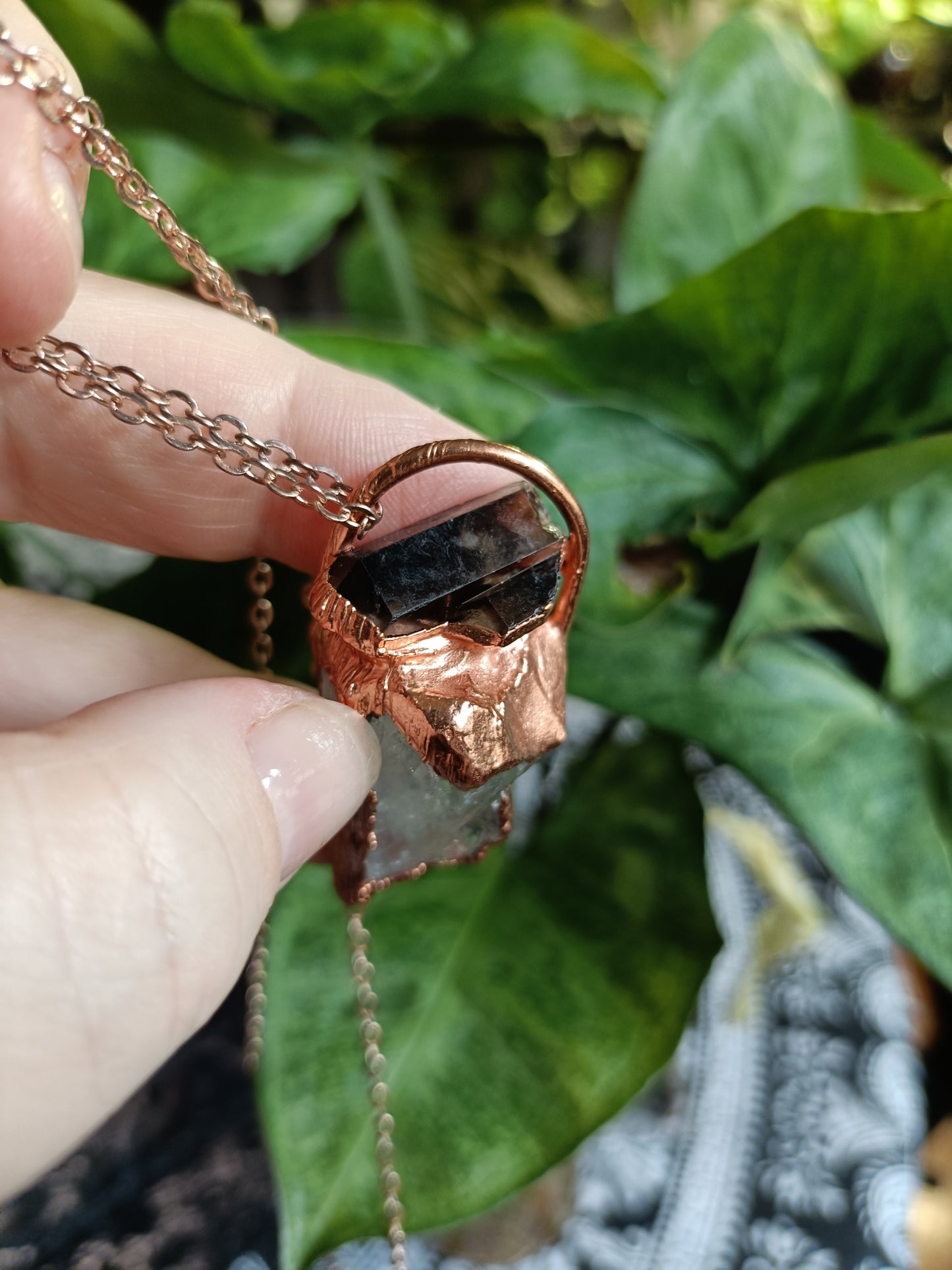 Handmade Australian Smokey Quartz and Clear Quartz Talisman Necklace