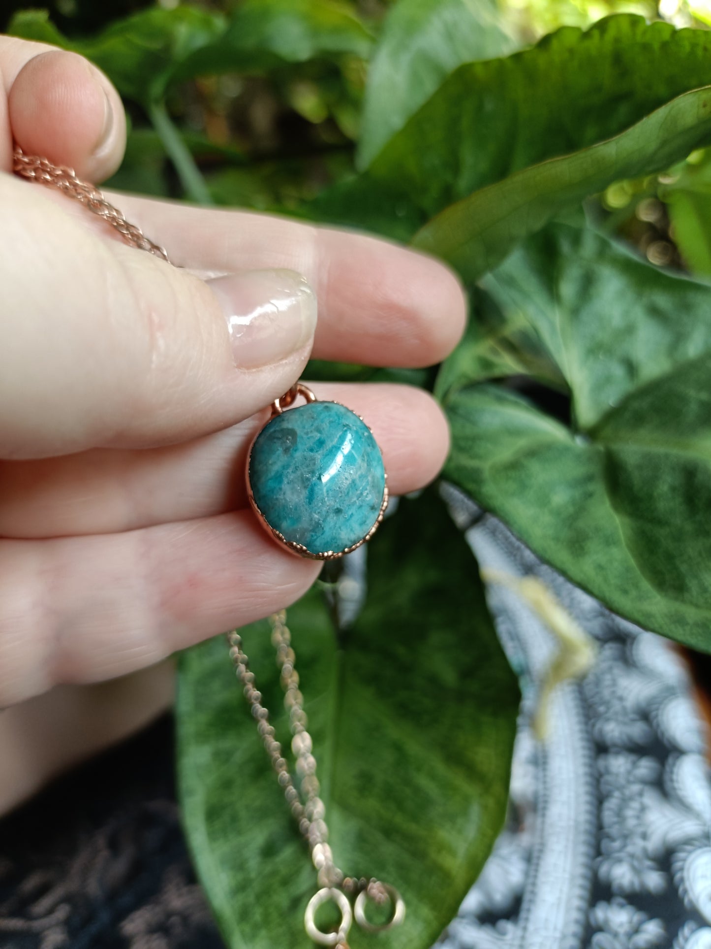 Handmade Amazonite Polished Tumble Pendant Necklace