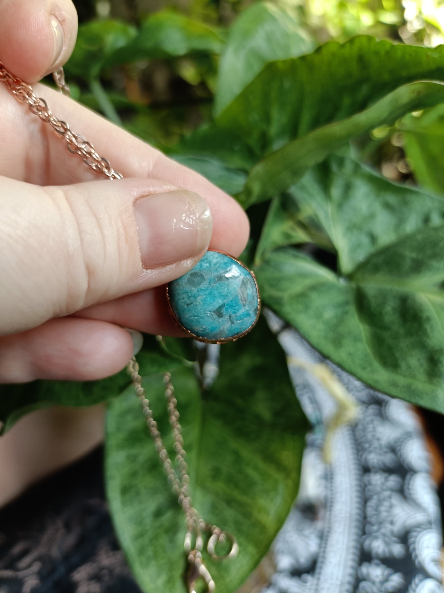 Handmade Amazonite Polished Tumble Pendant Necklace