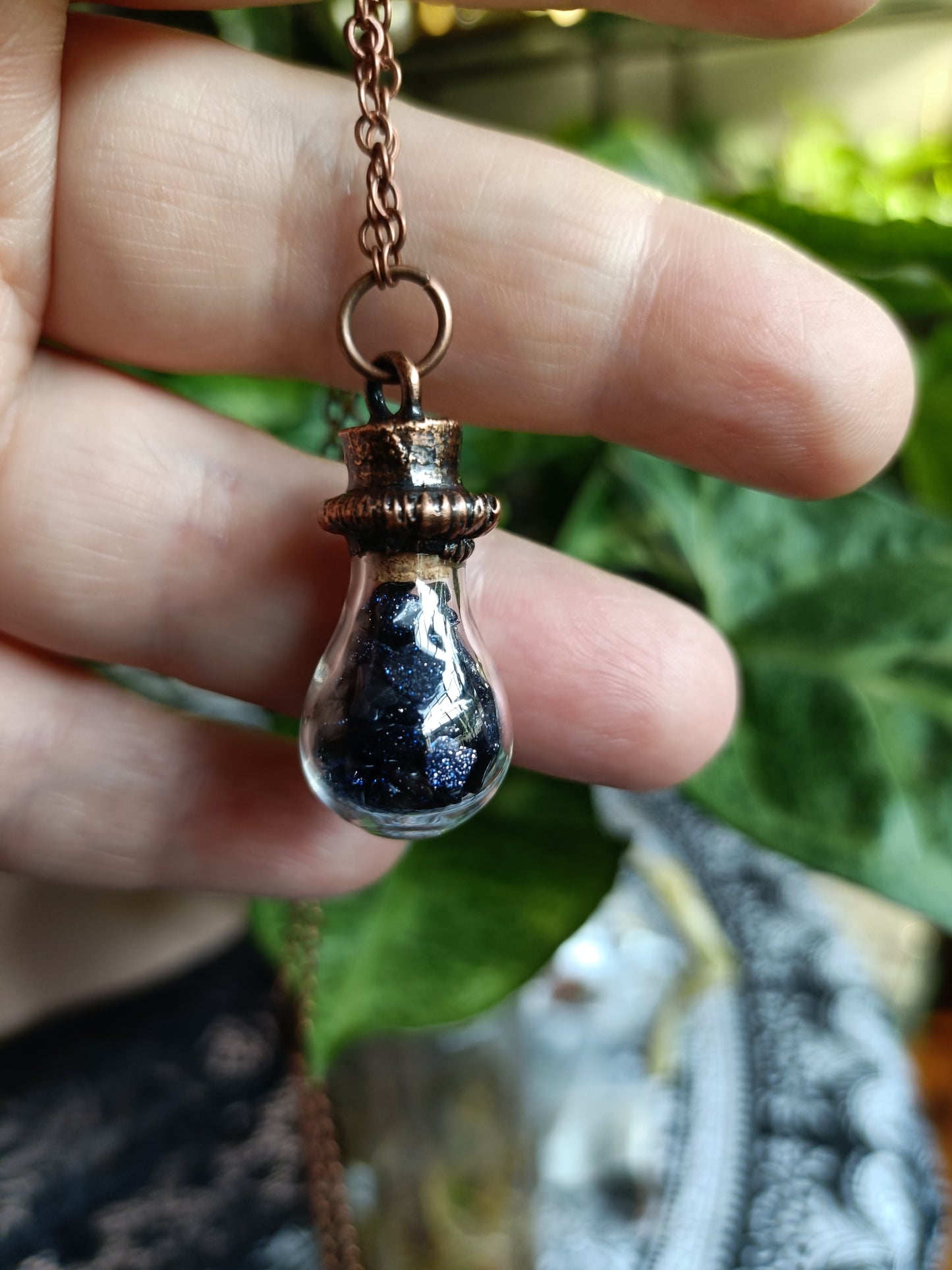 Assorted Glass Vial Copper Electroformed Pendant Necklace