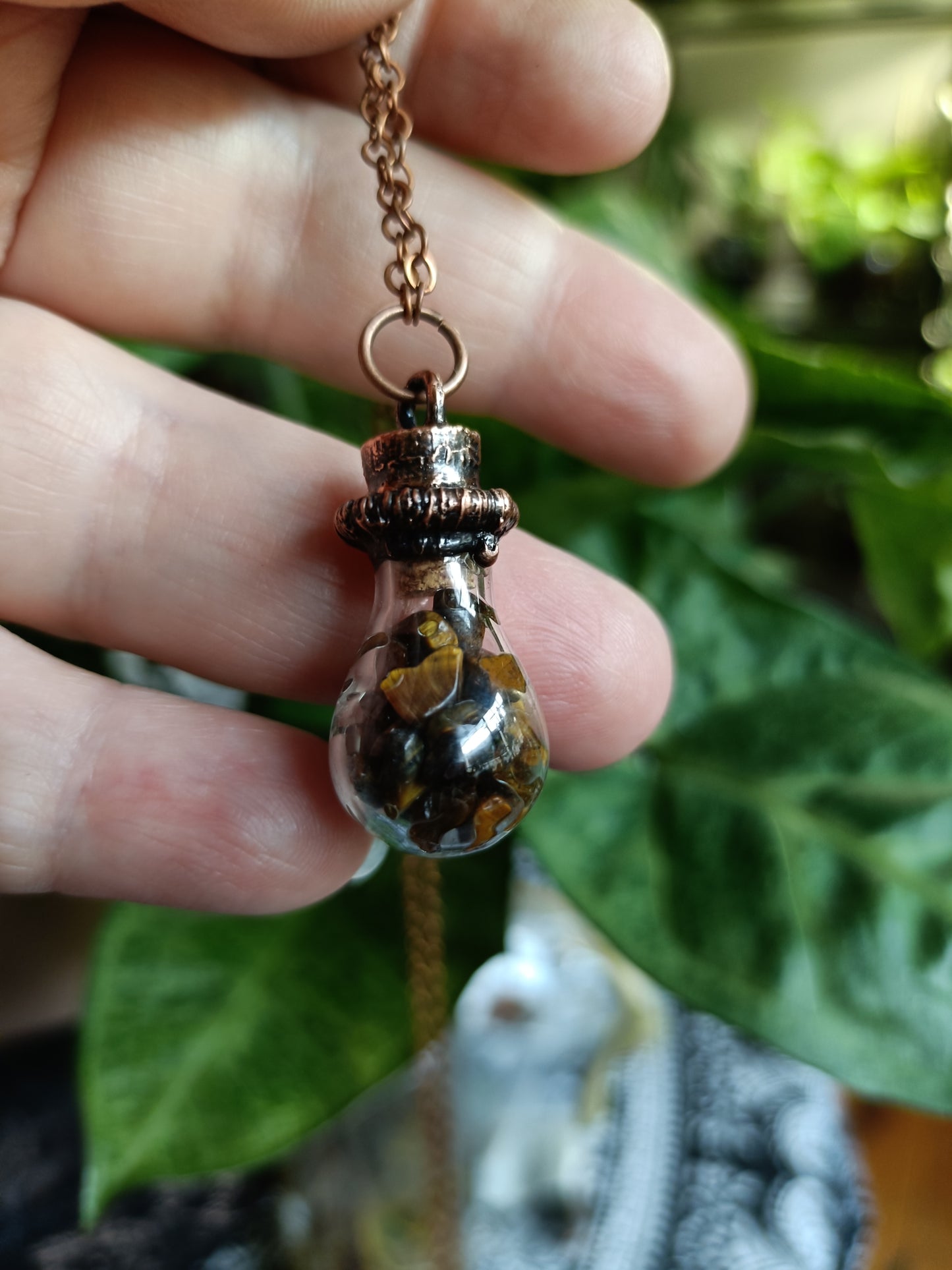 Assorted Glass Vial Copper Electroformed Pendant Necklace