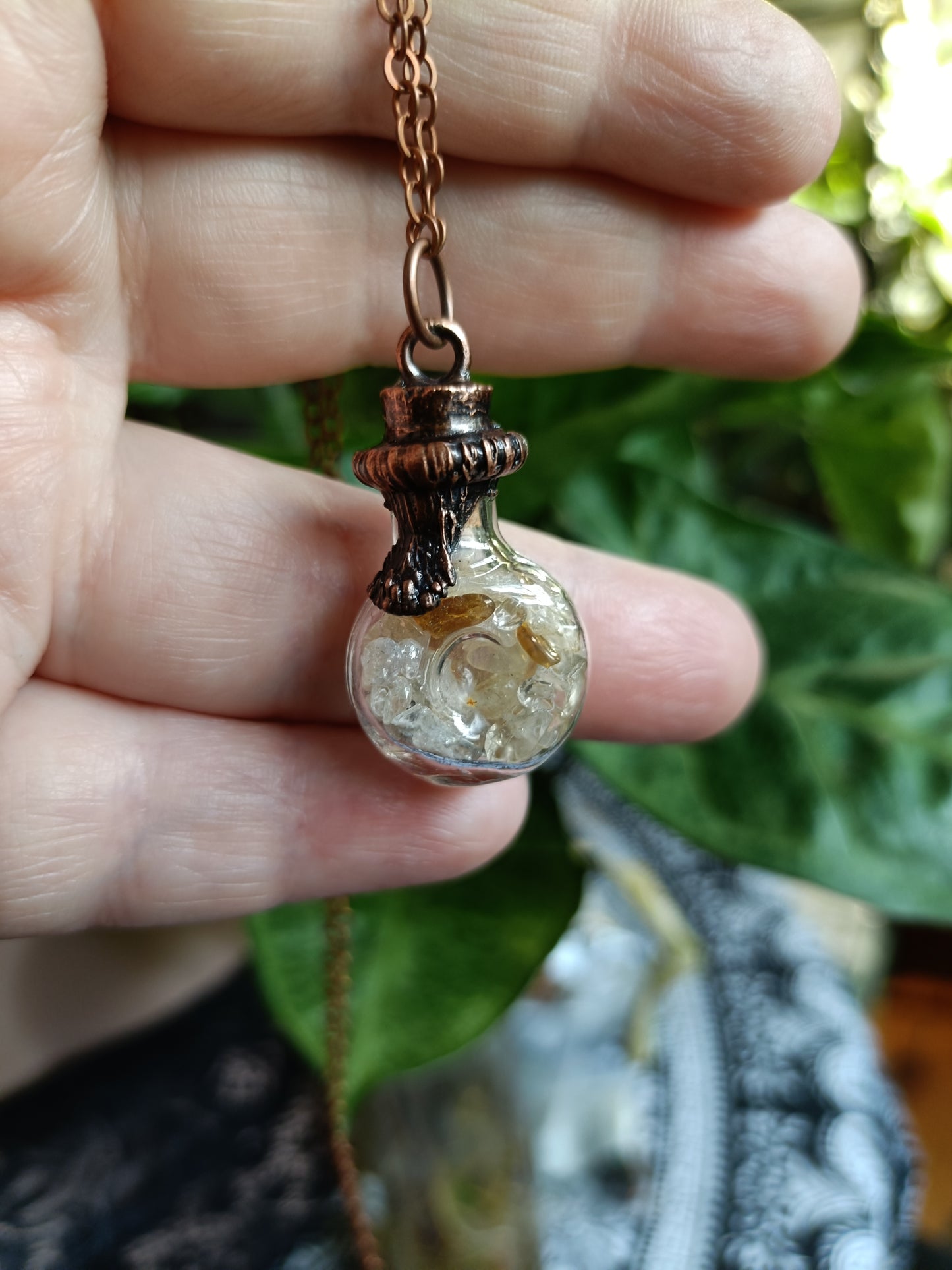 Assorted Glass Vial Copper Electroformed Pendant Necklace