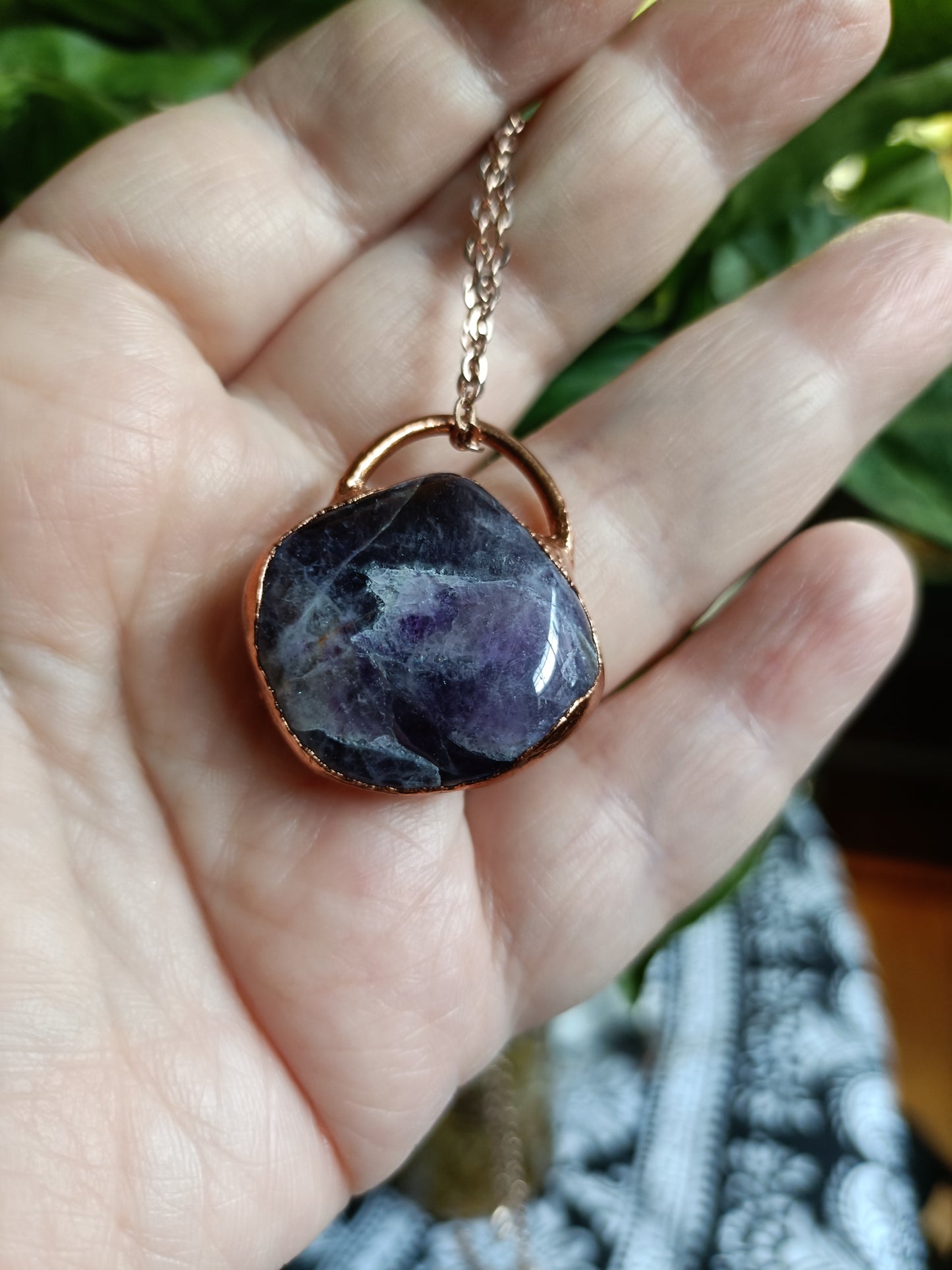 Handmade Amethyst Polished Stone Tumble Pendant Necklace