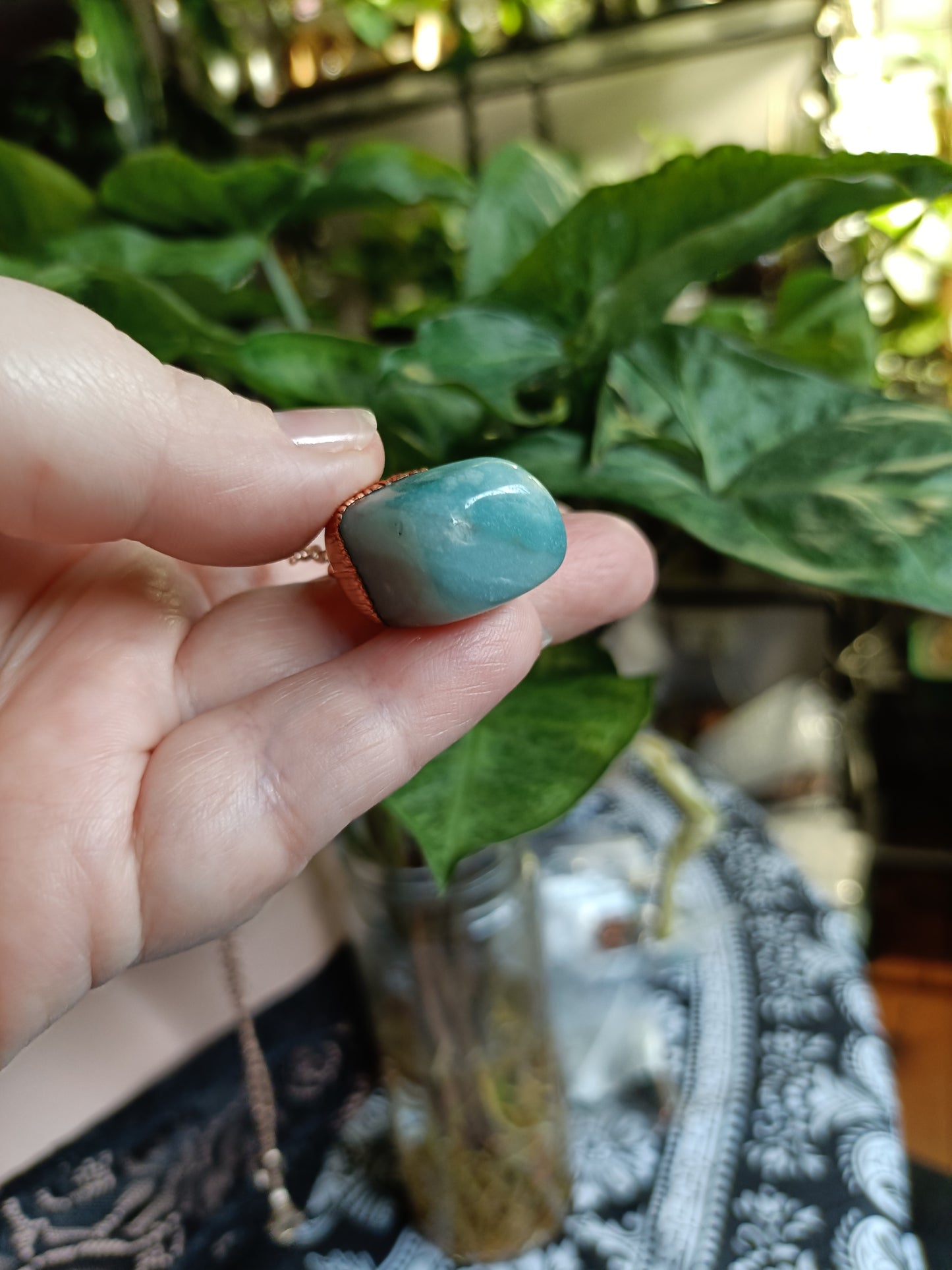 Handmade Caribbean Calcite Pendant Necklace