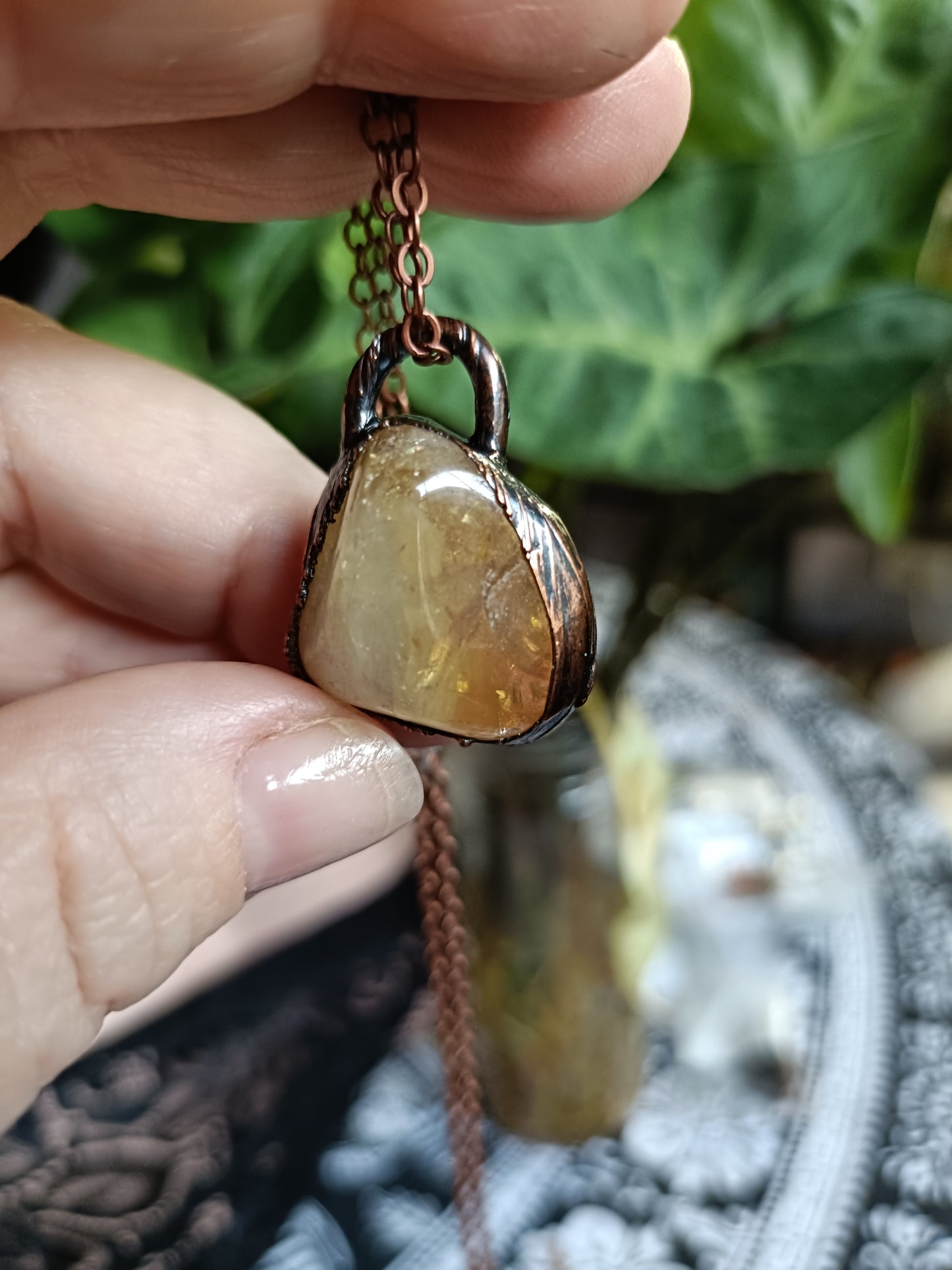 Citrine Copper Electroformed Pendant Necklace
