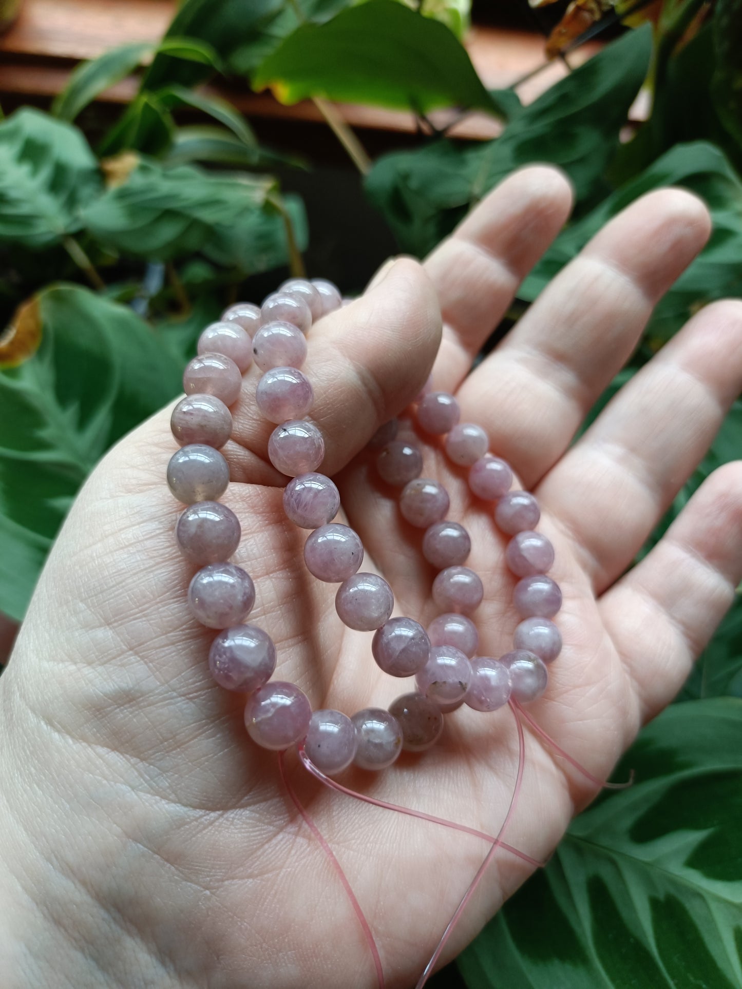 Lavender Rose Quartz Beaded Stretch Bracelet - 8.5mm