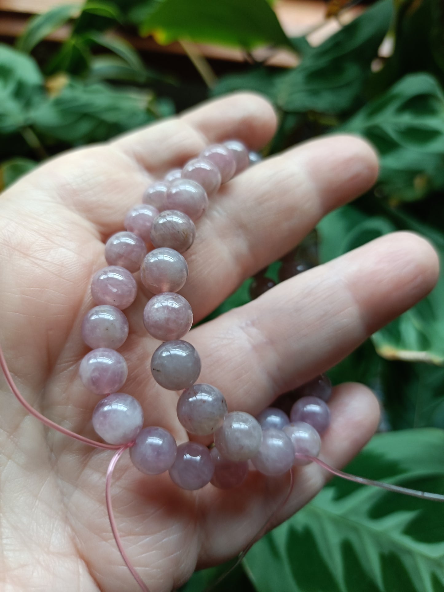 Lavender Rose Quartz Beaded Stretch Bracelet - 8.5mm