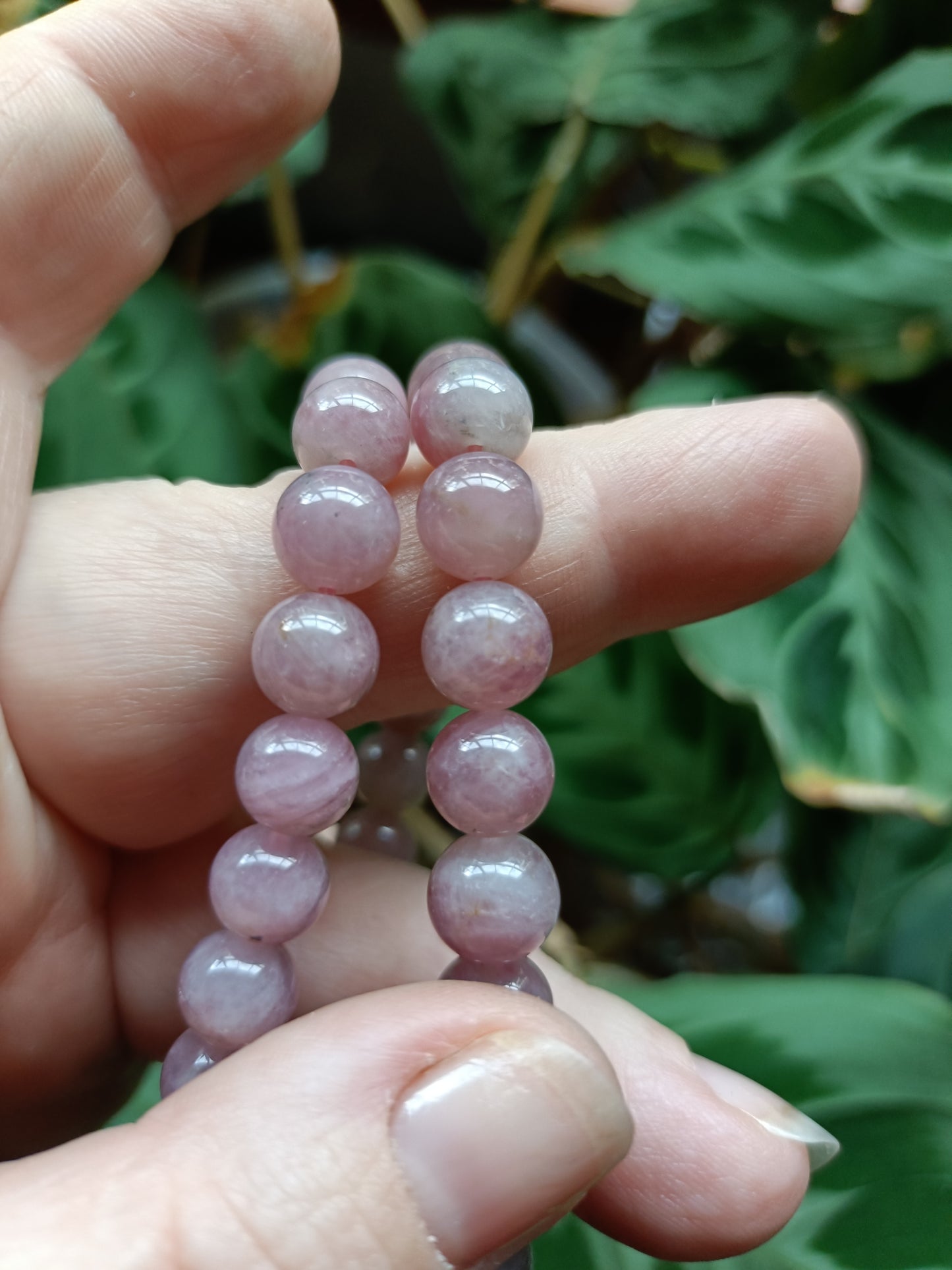 Lavender Rose Quartz Beaded Stretch Bracelet - 8.5mm