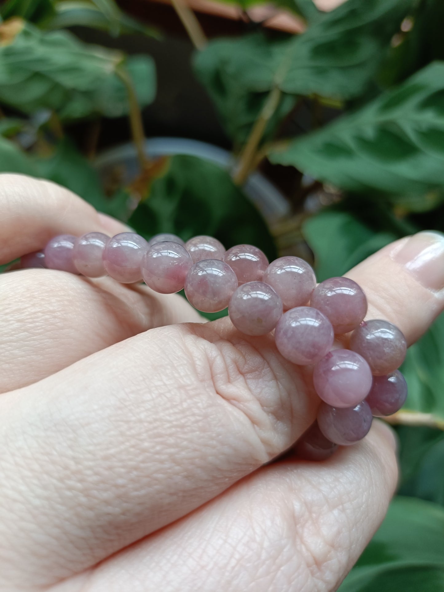 Lavender Rose Quartz Beaded Stretch Bracelet - 8.5mm