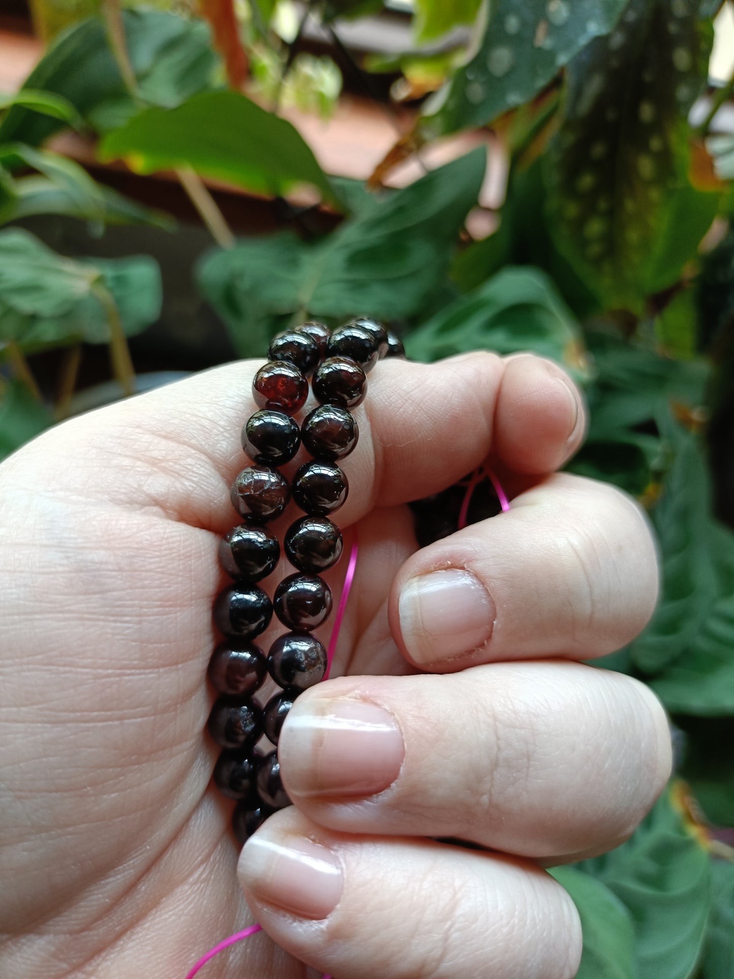 Garnet Beaded Stretch Bracelet - 7mm
