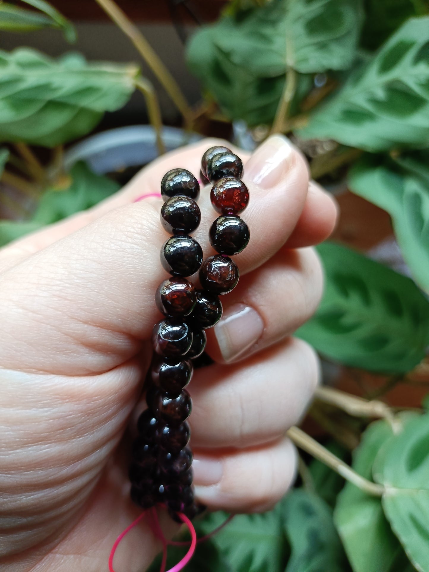 Garnet Beaded Stretch Bracelet - 7mm
