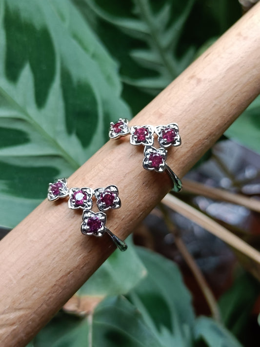 Four Stone Garnet Ring - Silver-Plated Copper