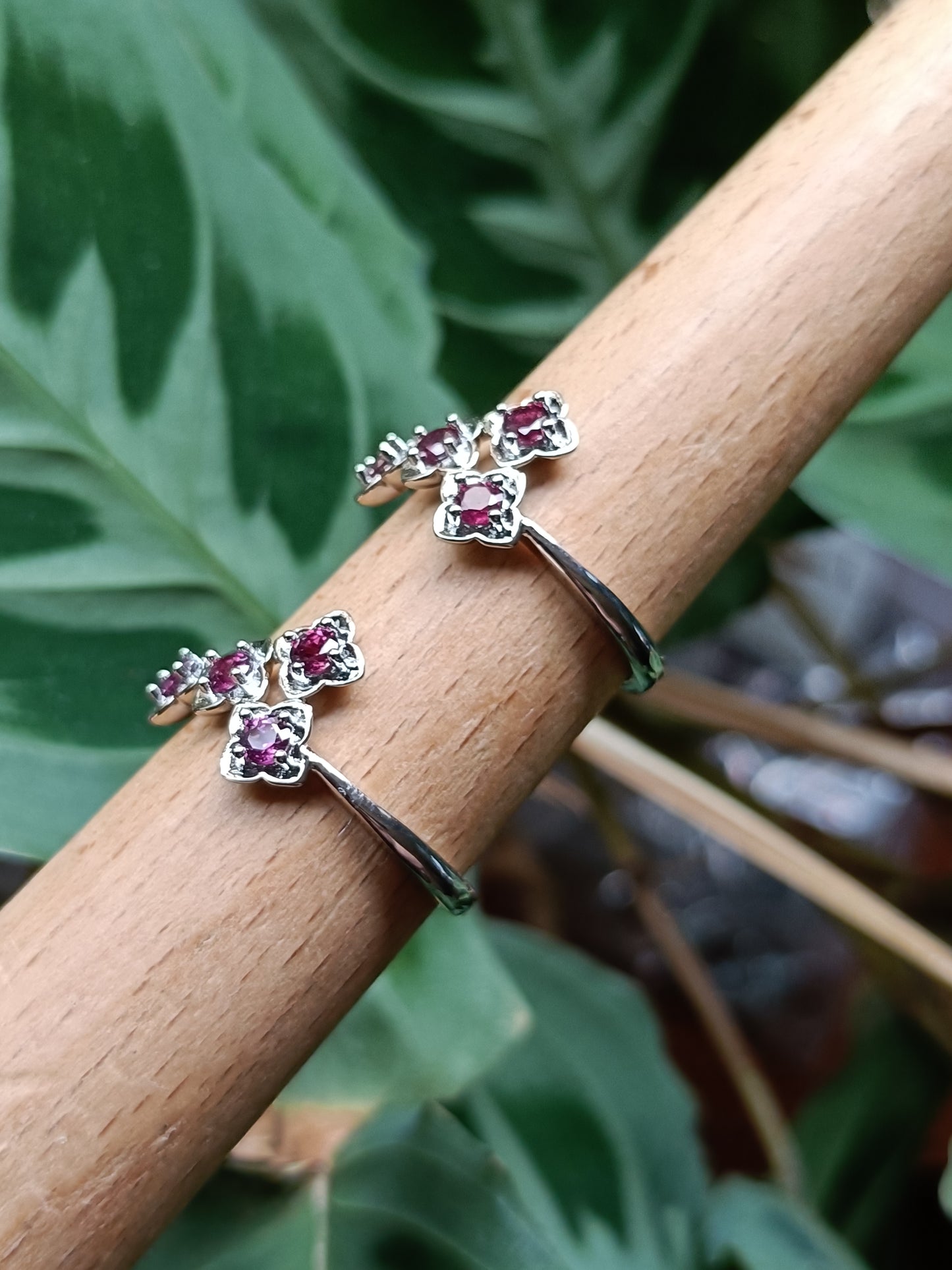 Four Stone Garnet Ring - Silver-Plated Copper