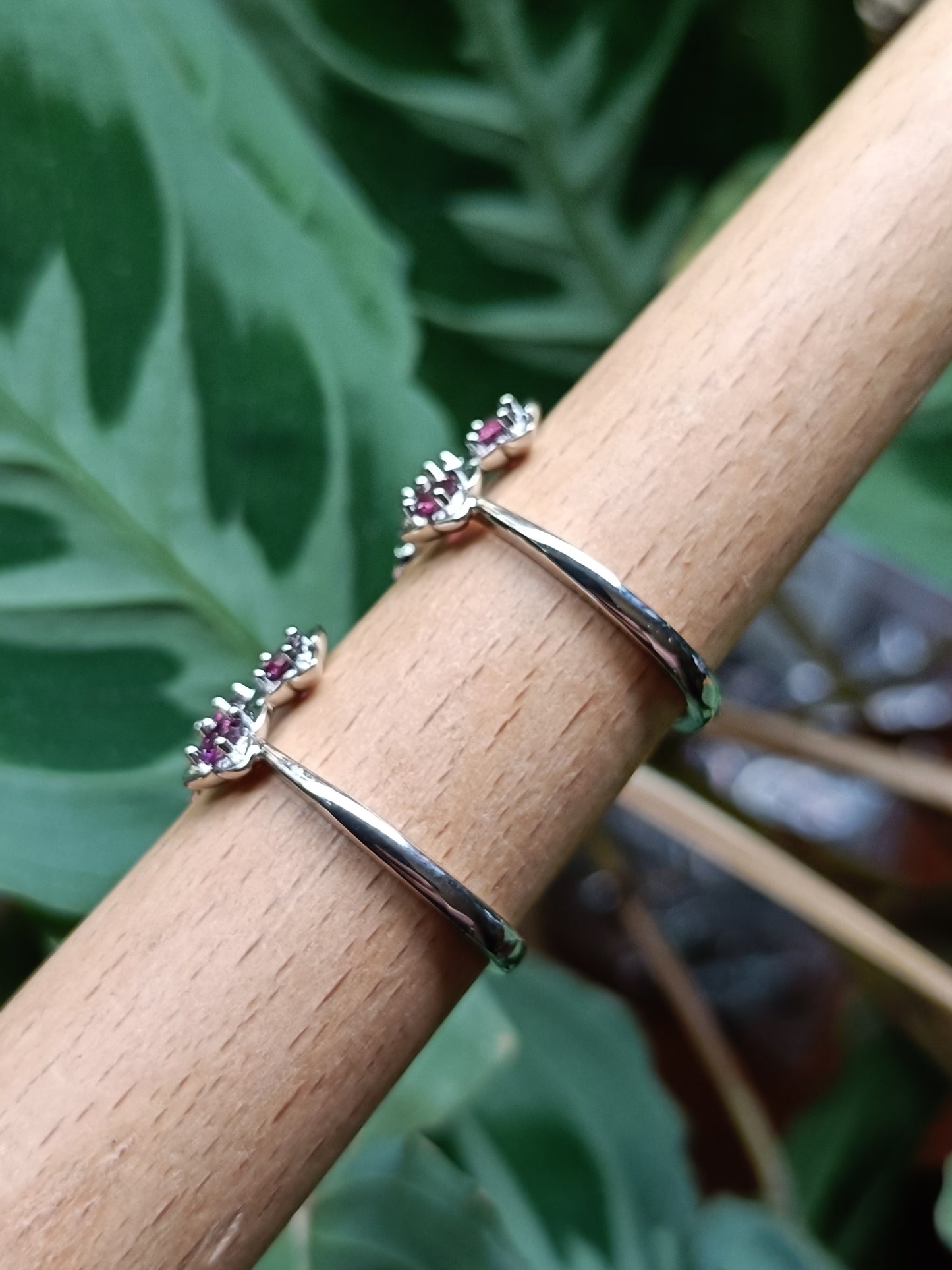 Four Stone Garnet Ring - Silver-Plated Copper