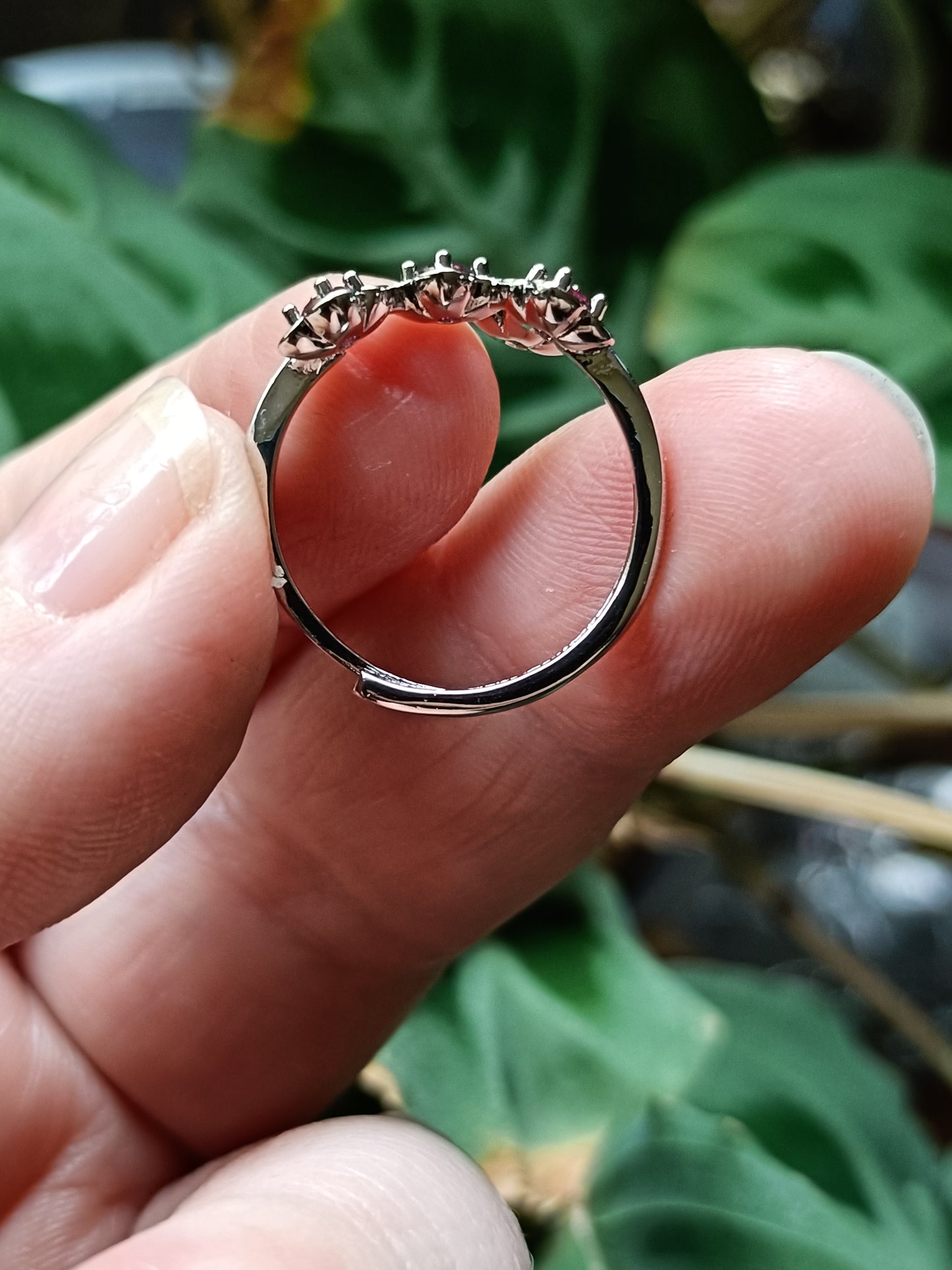 Four Stone Garnet Ring - Silver-Plated Copper