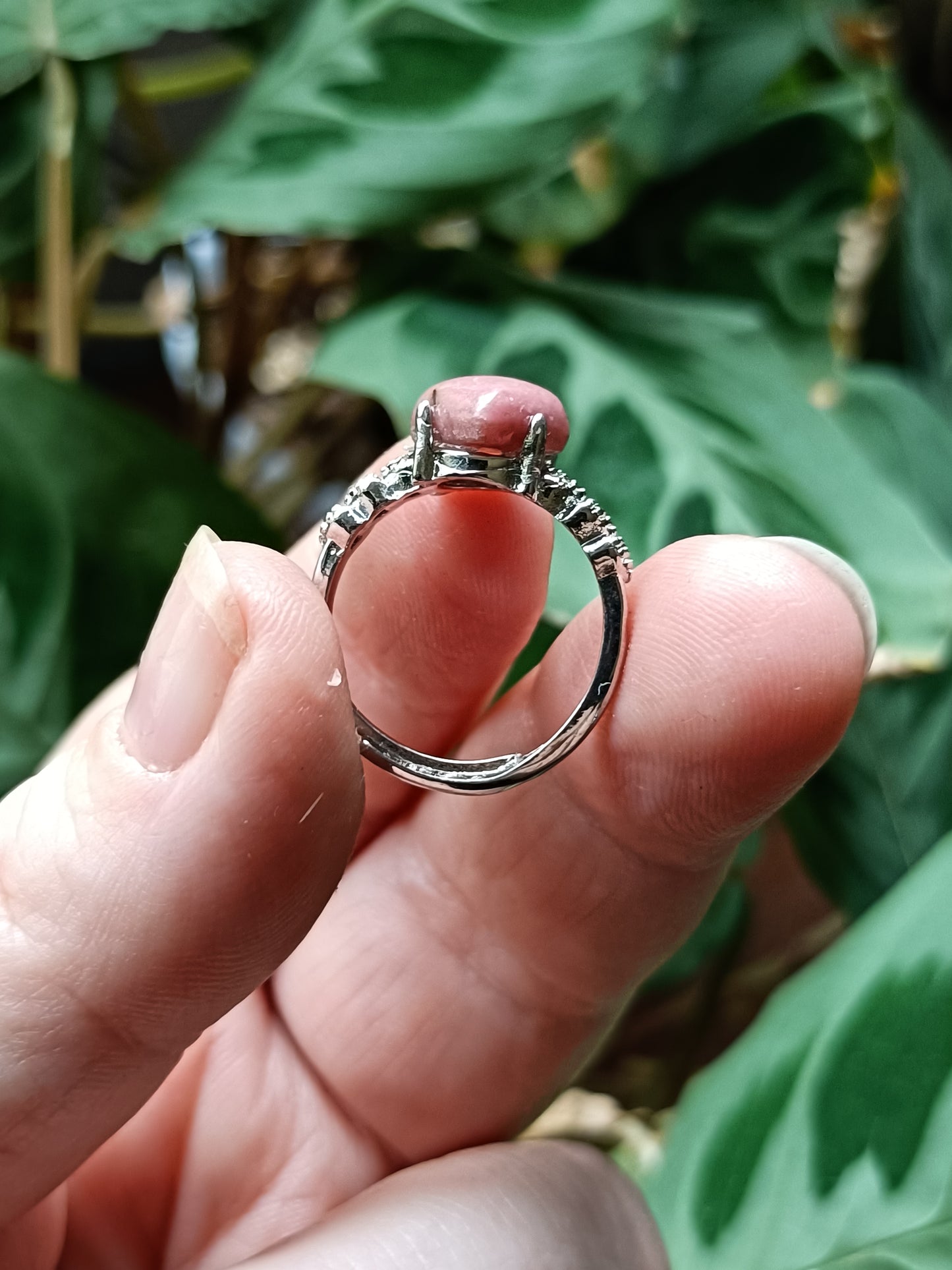 Rhodonite Ring - Silver-Plated Copper