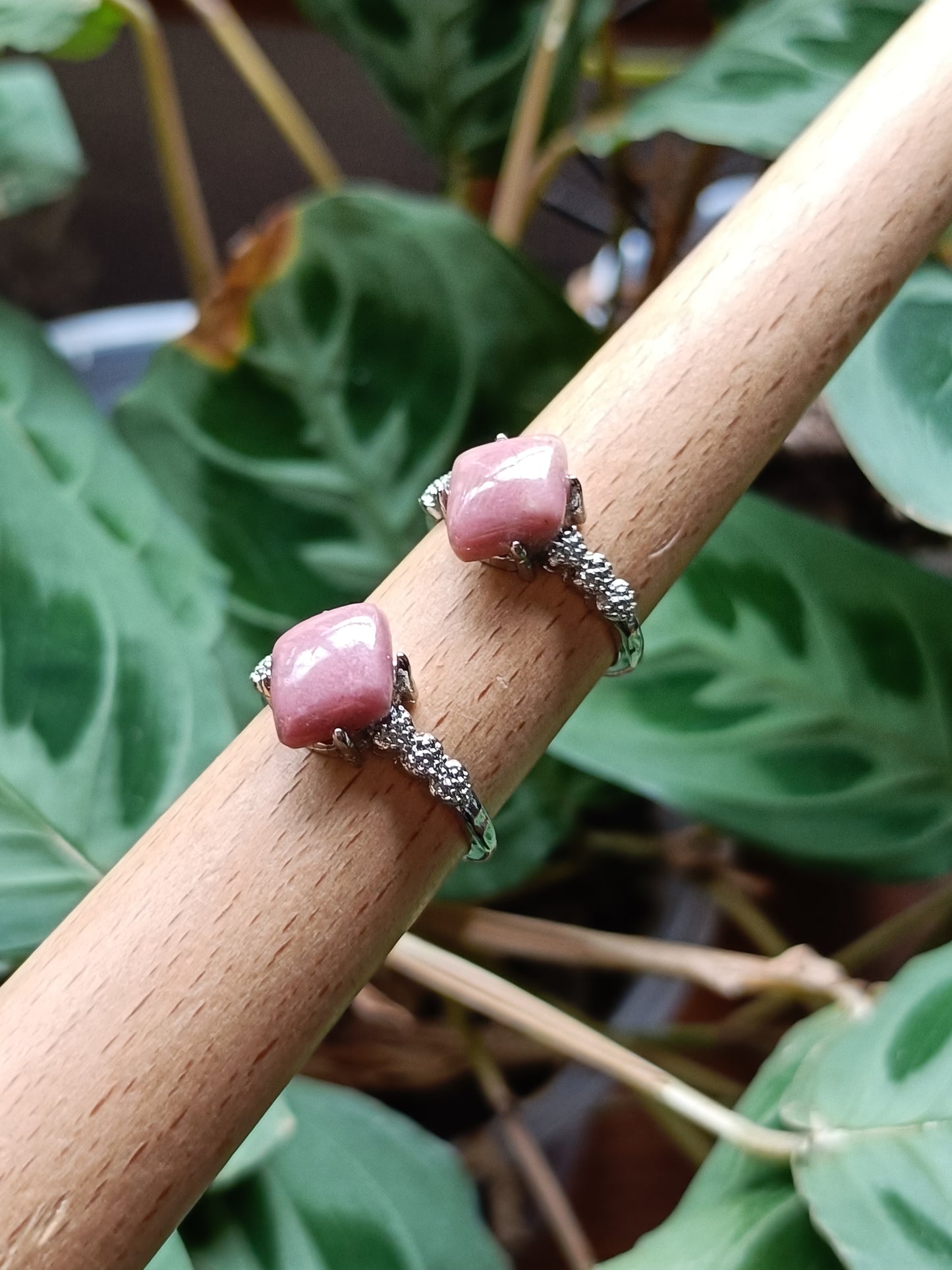 Rhodonite Ring - Silver-Plated Copper